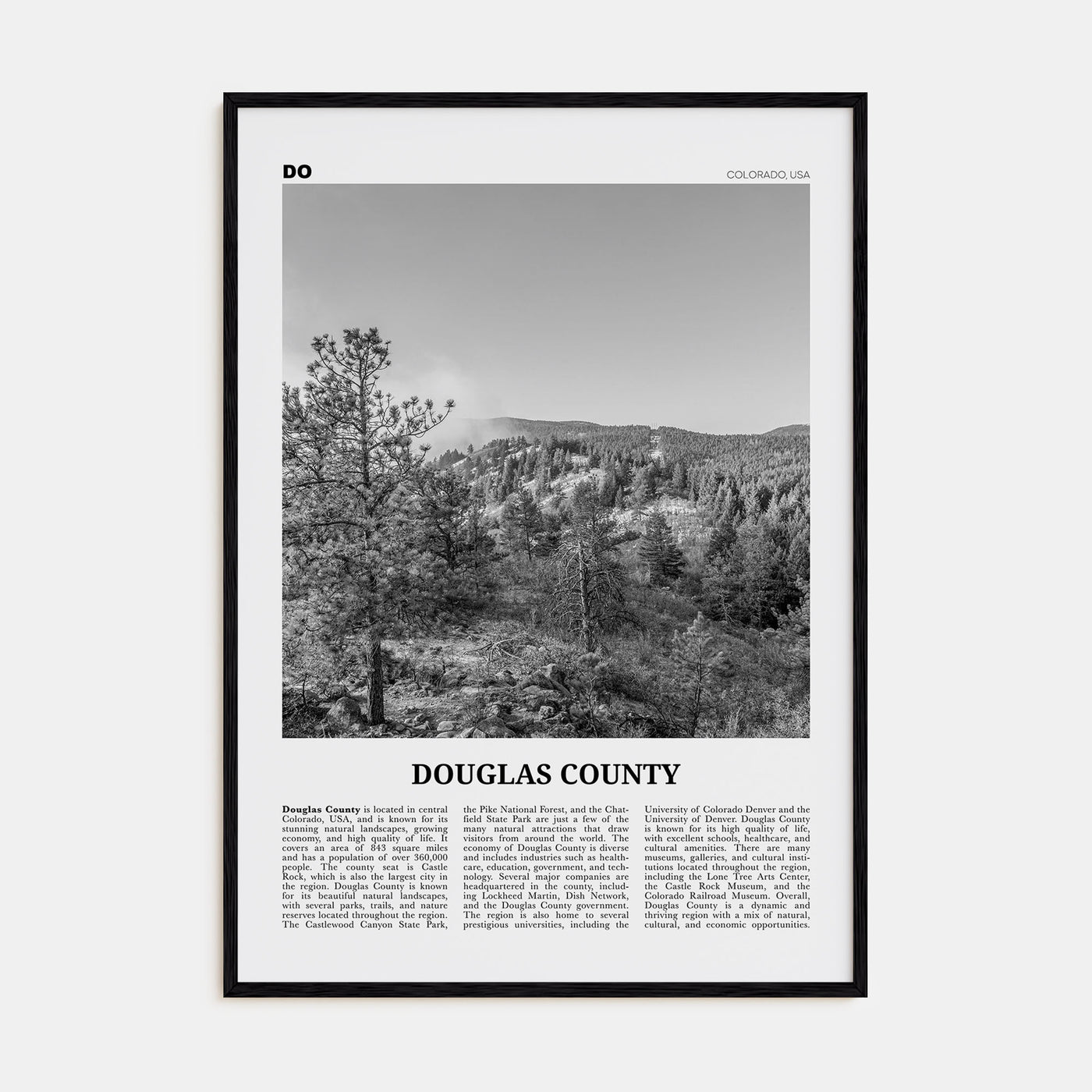 Douglas County Travel B&W Poster