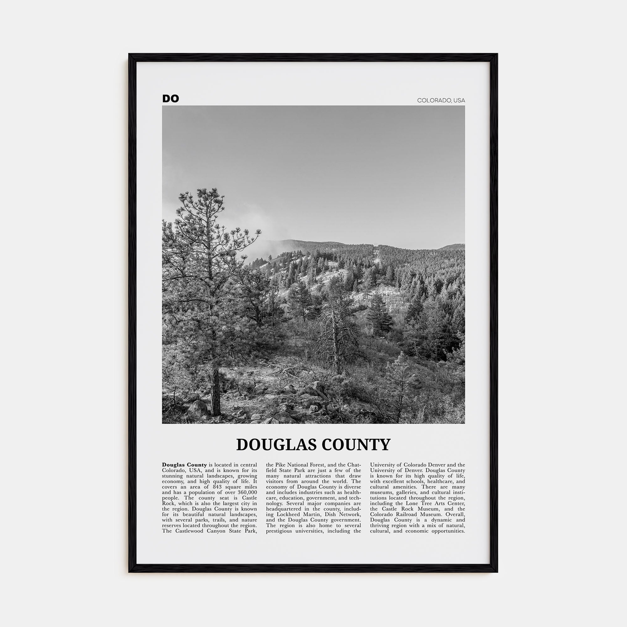 Douglas County Travel B&W Poster