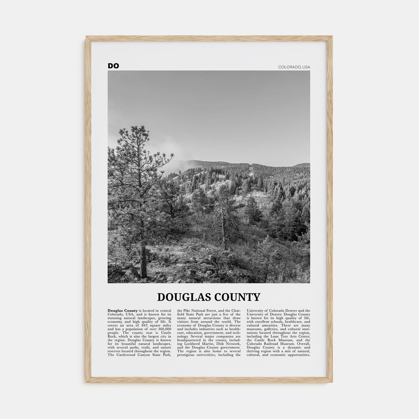 Douglas County Travel B&W Poster