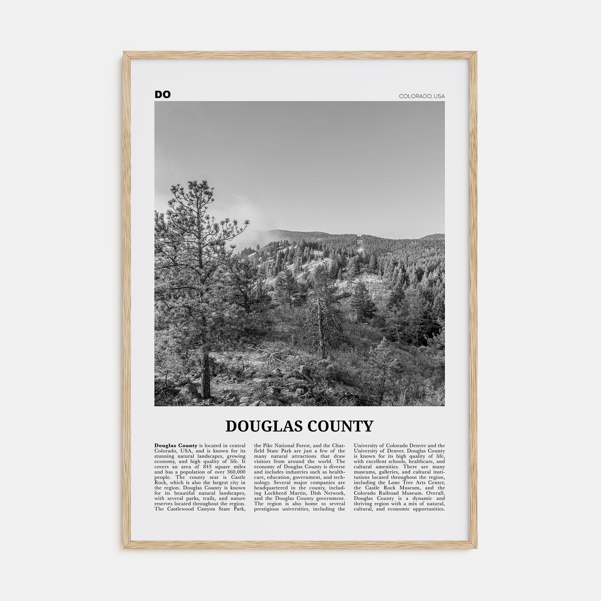 Douglas County Travel B&W Poster