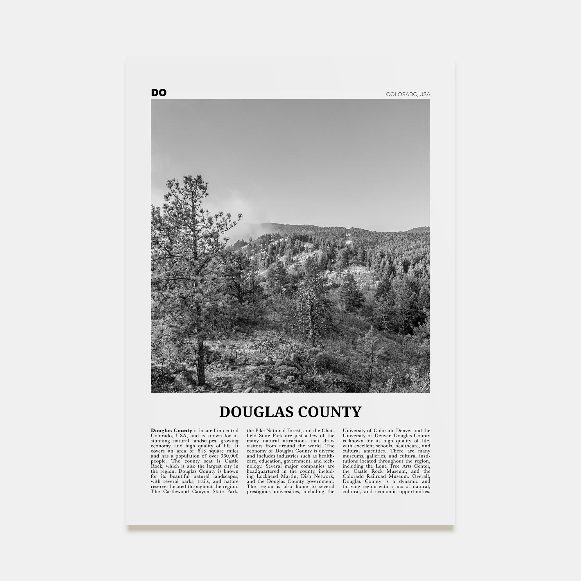 Douglas County Travel B&W Poster