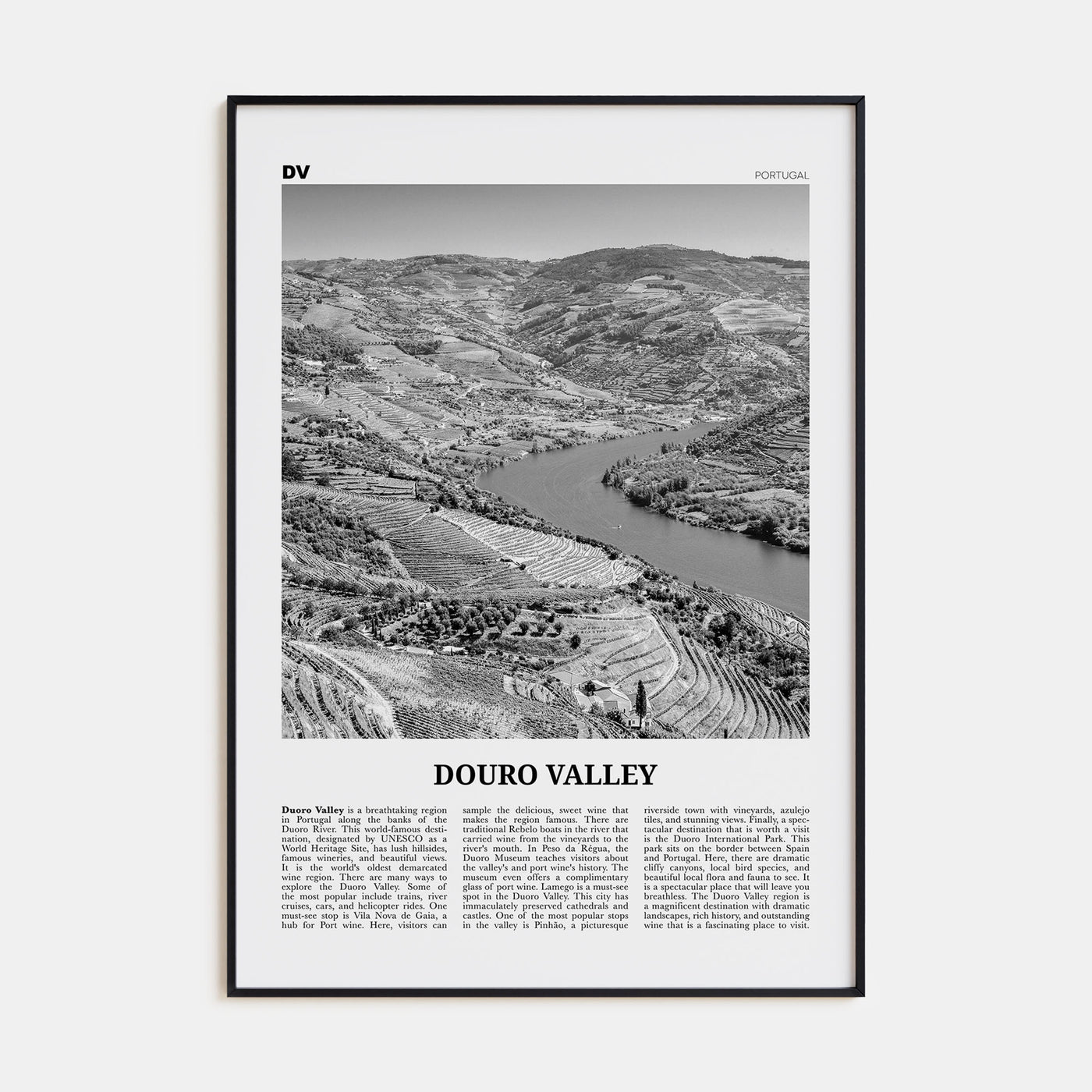Douro Valley Travel B&W Poster