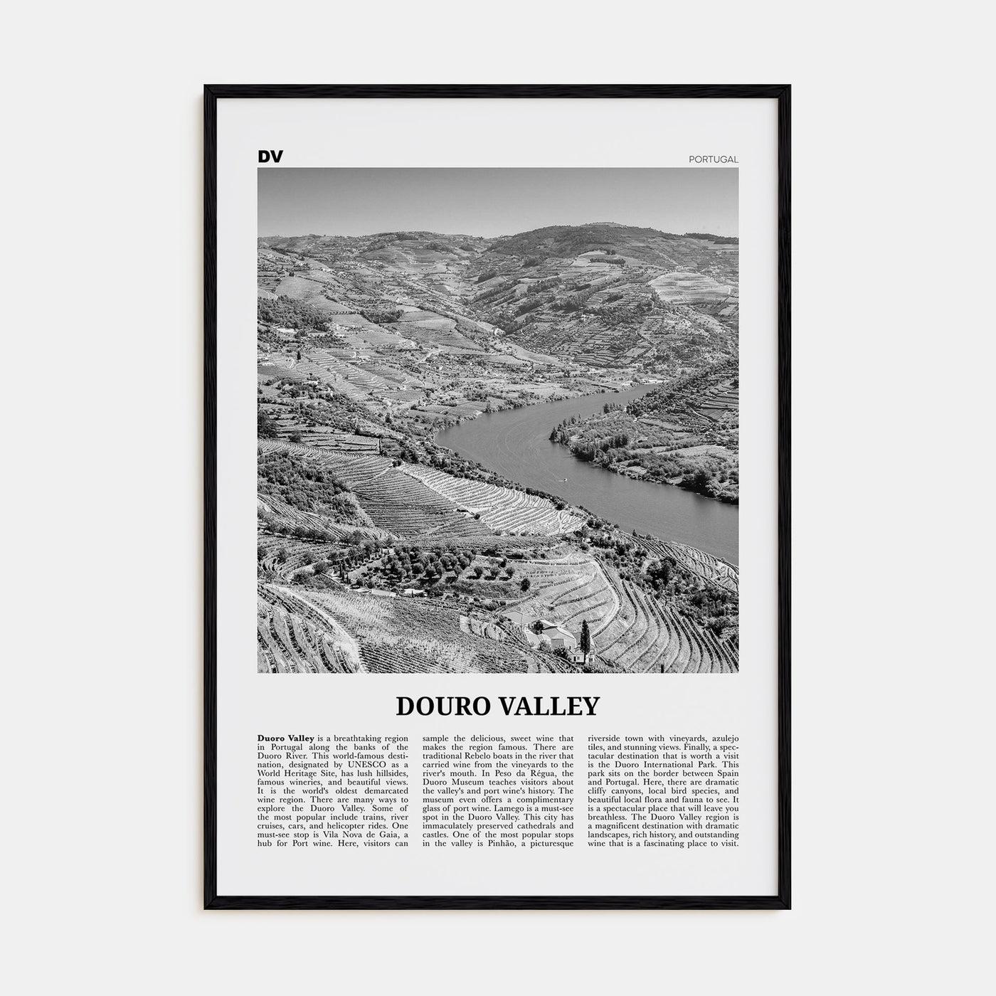 Douro Valley Travel B&W Poster