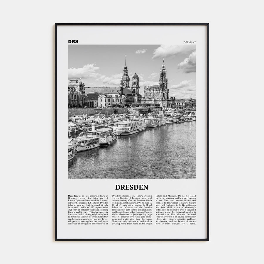 Dresden Travel B&W Poster