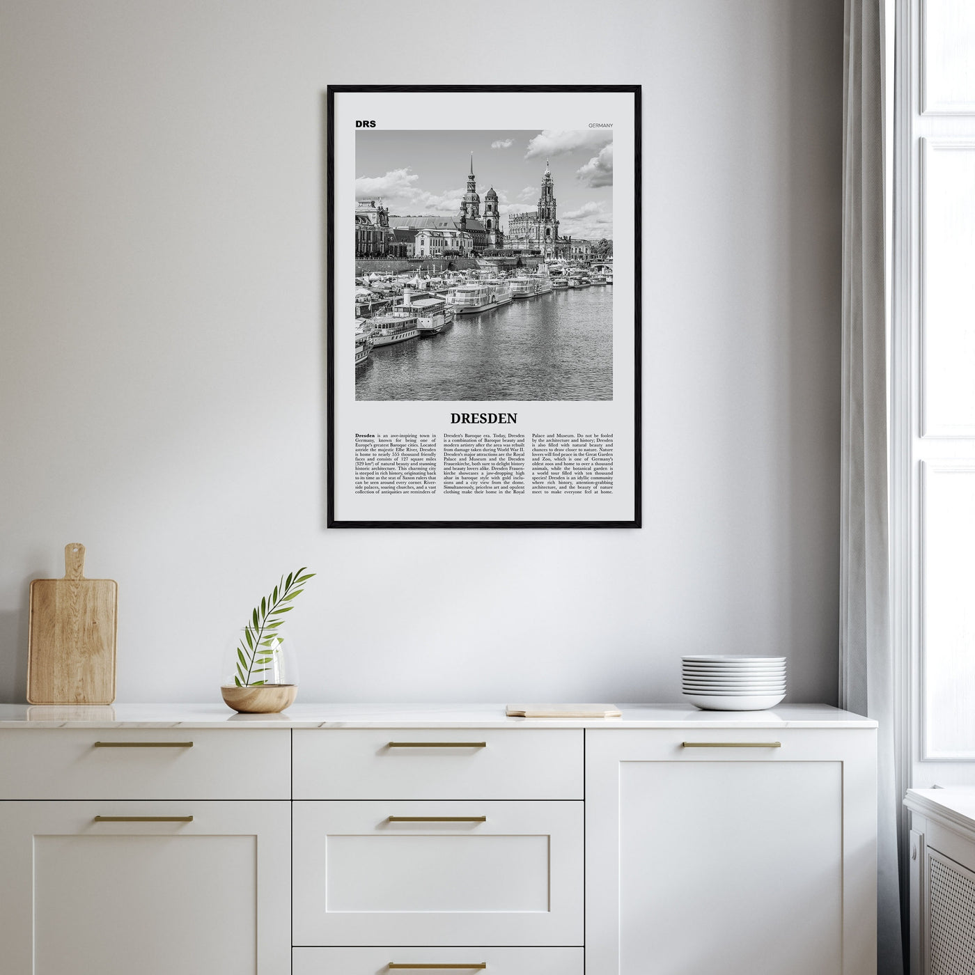 Dresden Travel B&W Poster