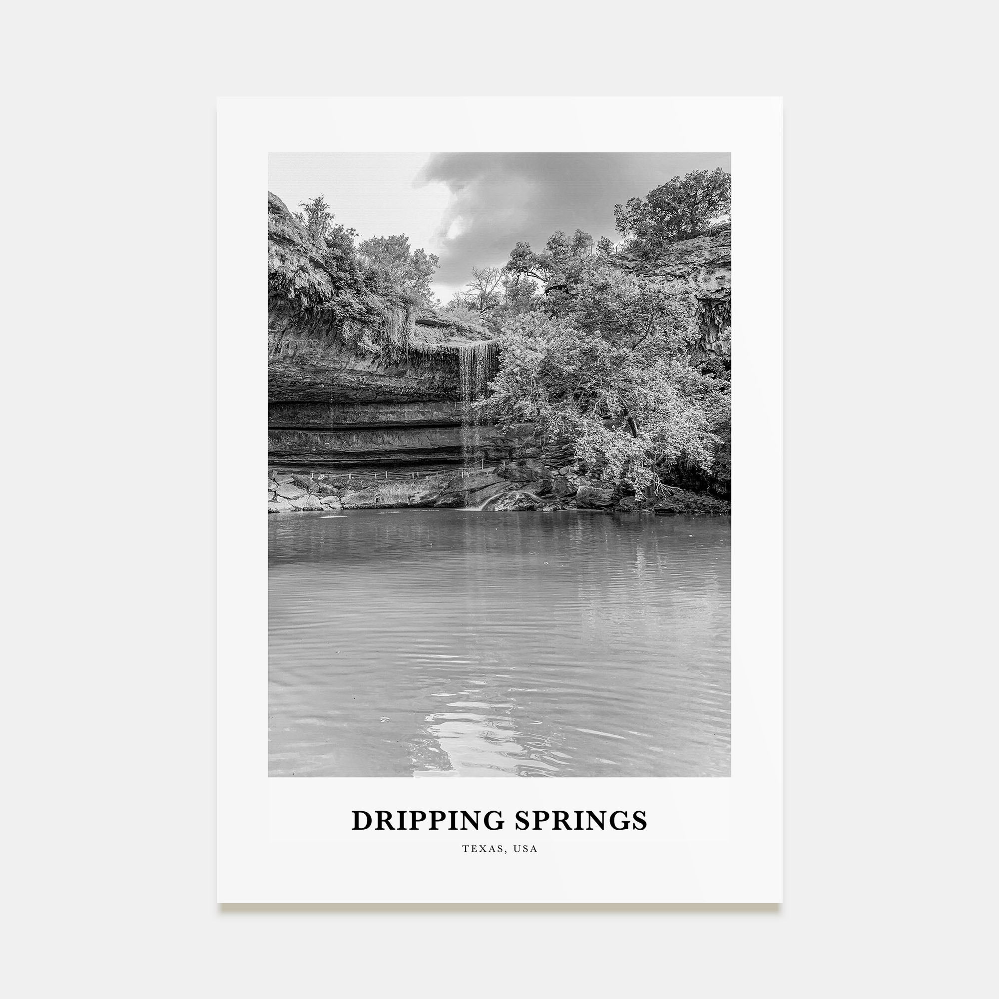 Dripping Springs Portrait B&W Poster