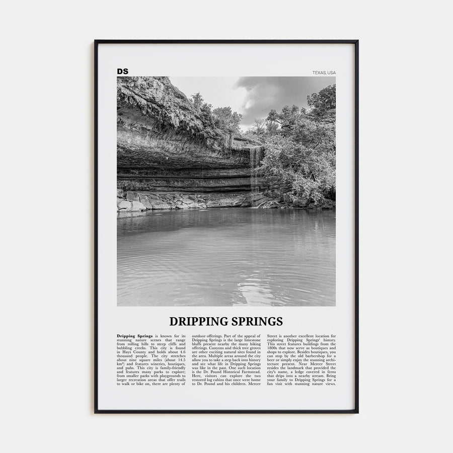Dripping Springs Travel B&W Poster