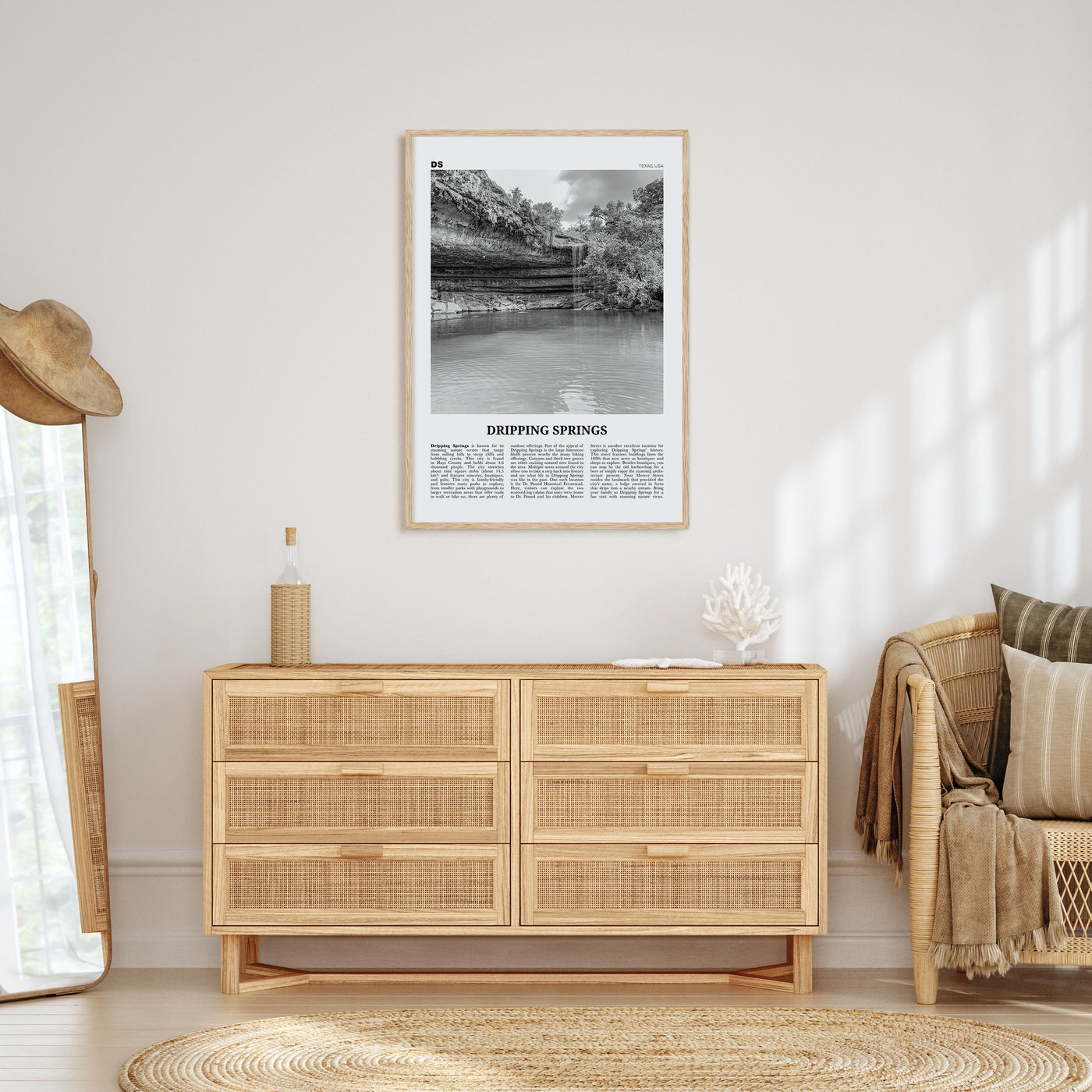 Dripping Springs Travel B&W Poster