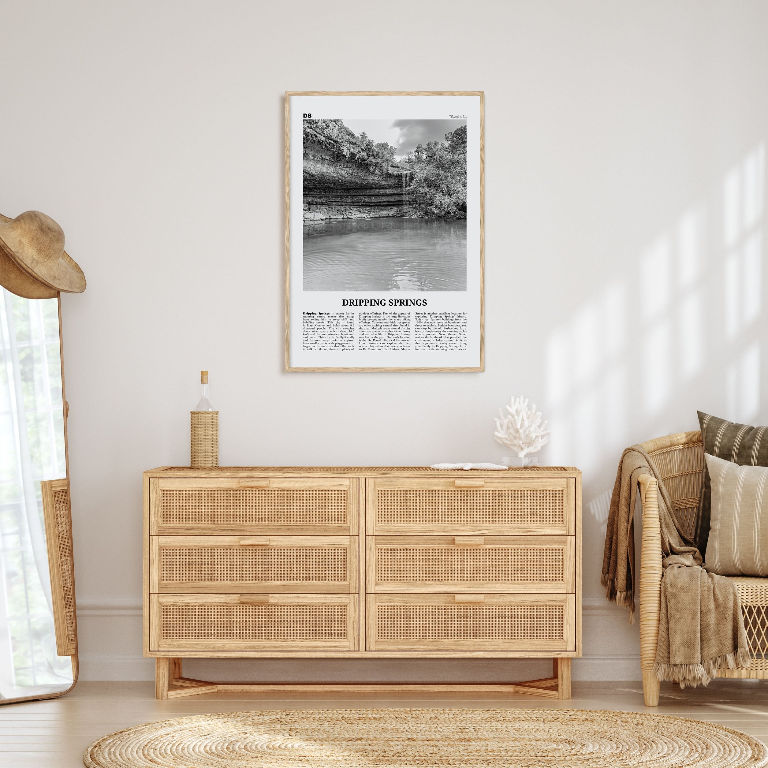 Dripping Springs Travel B&W Poster