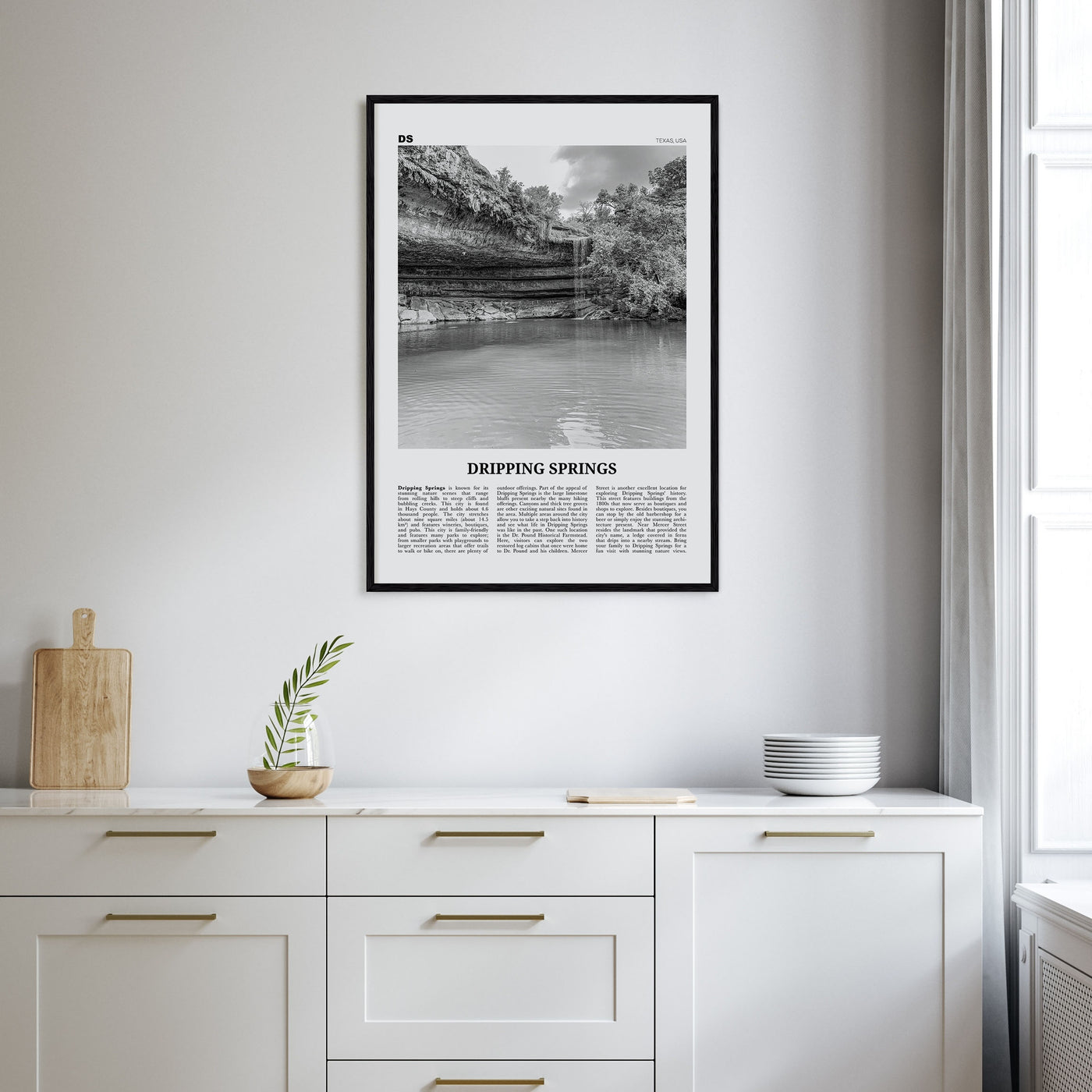 Dripping Springs Travel B&W Poster