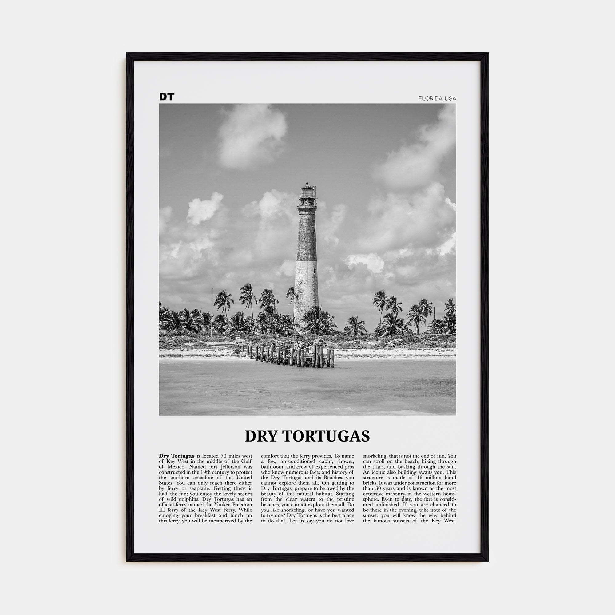 Dry Tortugas National Park Travel B&W Poster