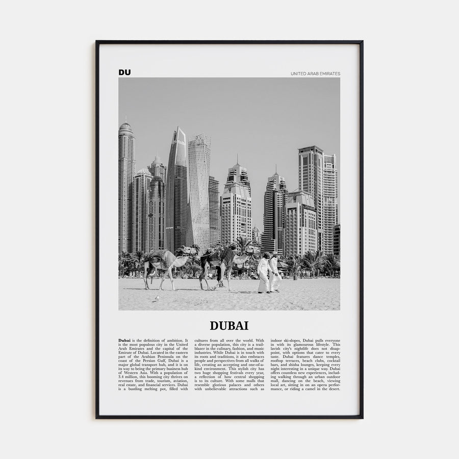 Dubai Travel B&W No 1 Poster