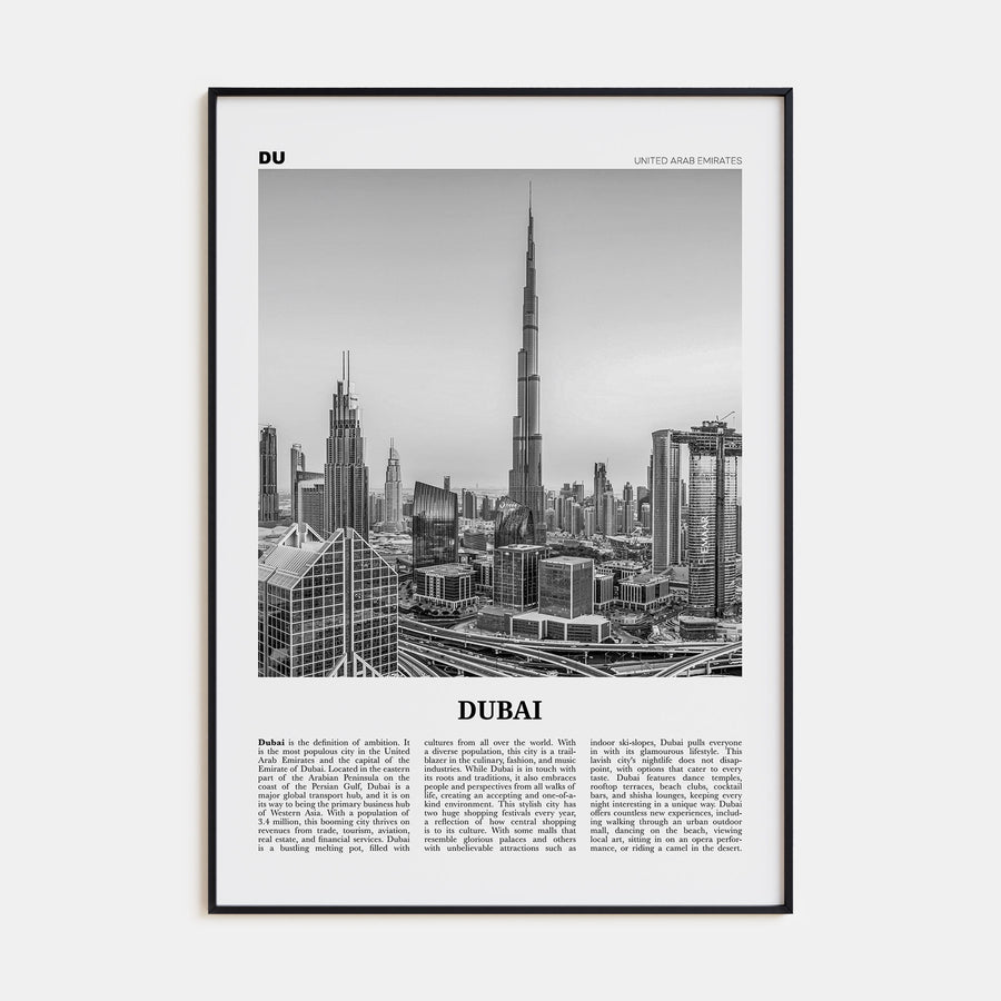 Dubai Travel B&W No 2 Poster