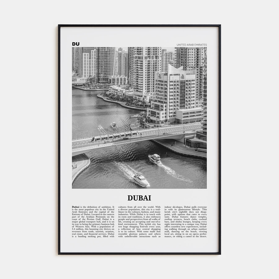 Dubai Travel B&W No 3 Poster