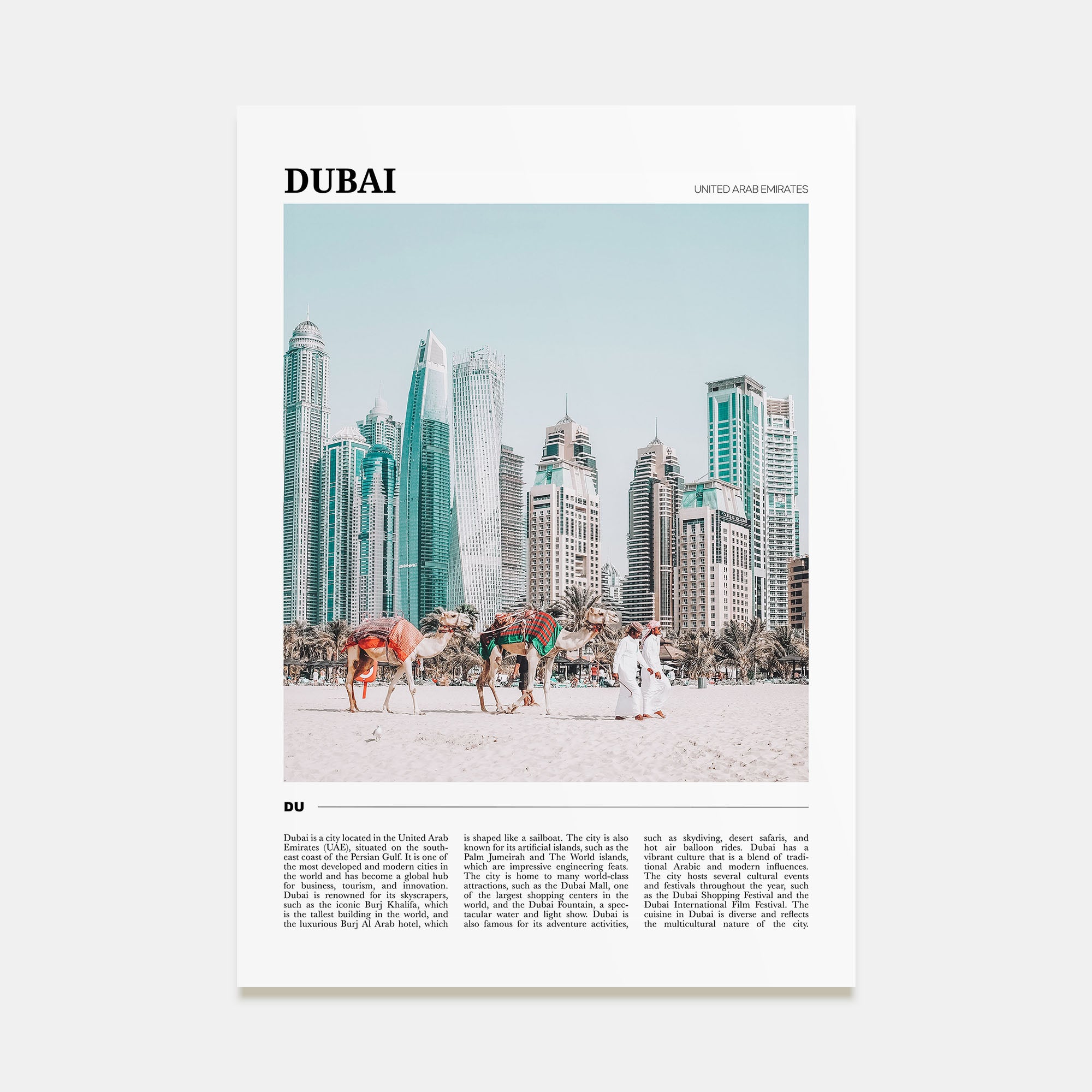Dubai Travel Color Poster