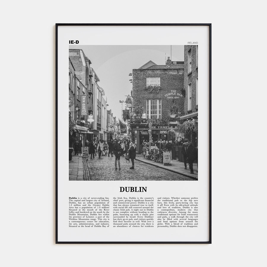 Dublin Travel B&W No 1 Poster