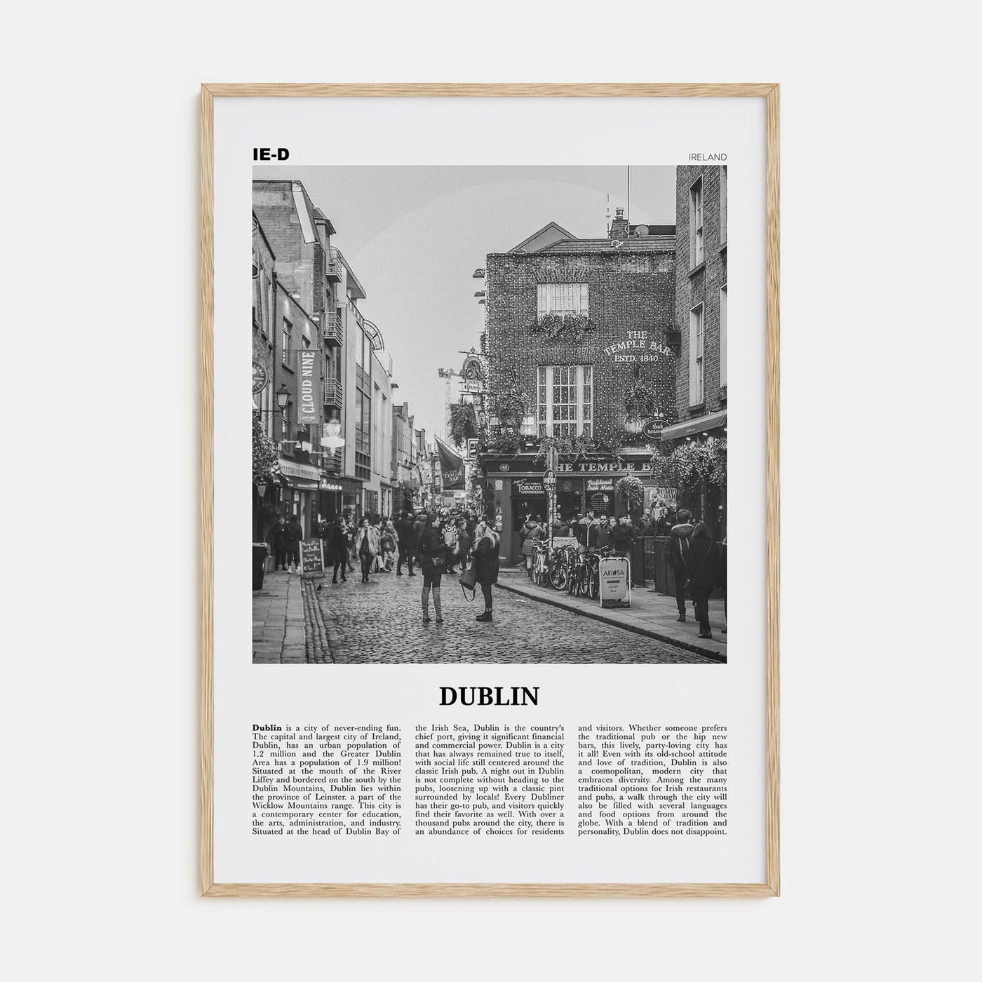 Dublin Travel B&W No 1 Poster