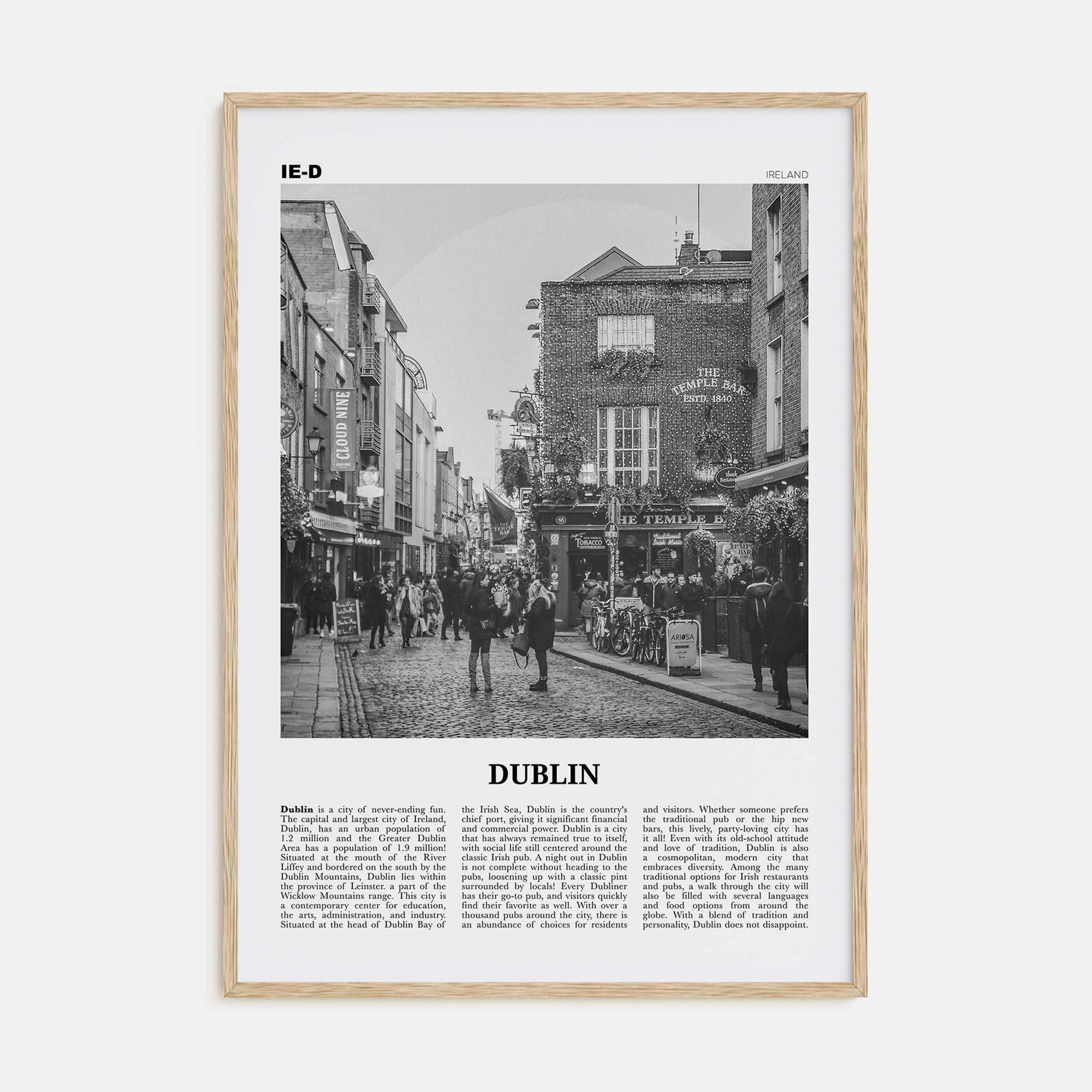 Dublin Travel B&W No 1 Poster