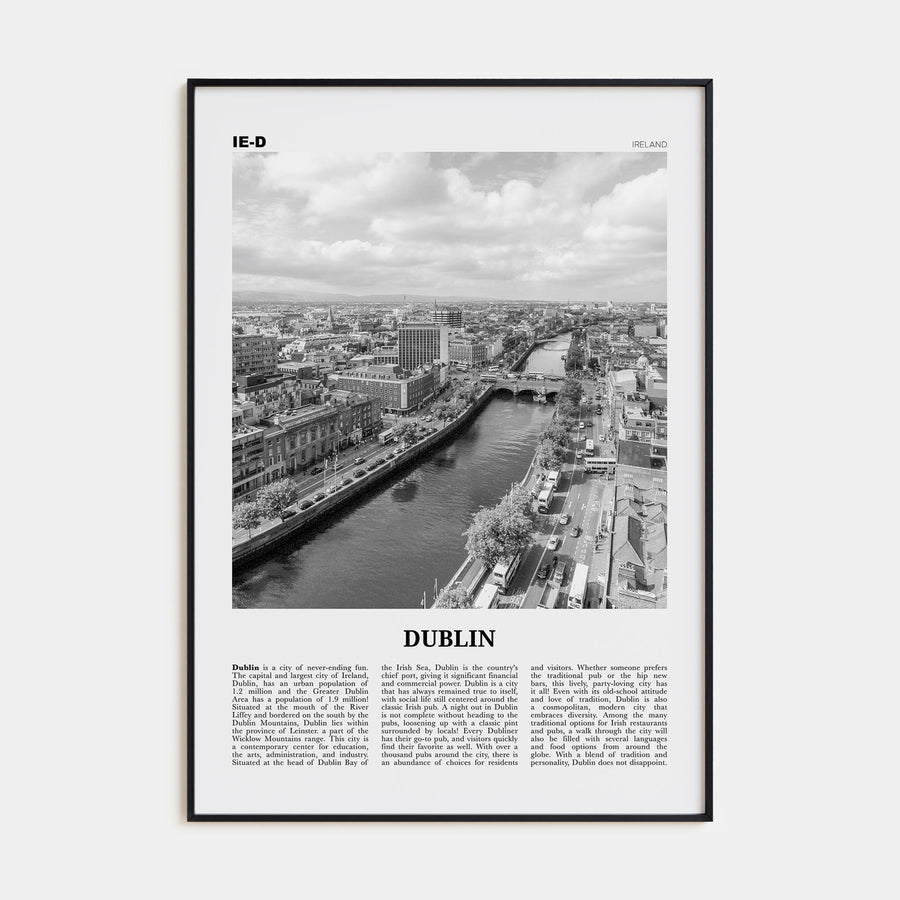 Dublin Travel B&W No 2 Poster