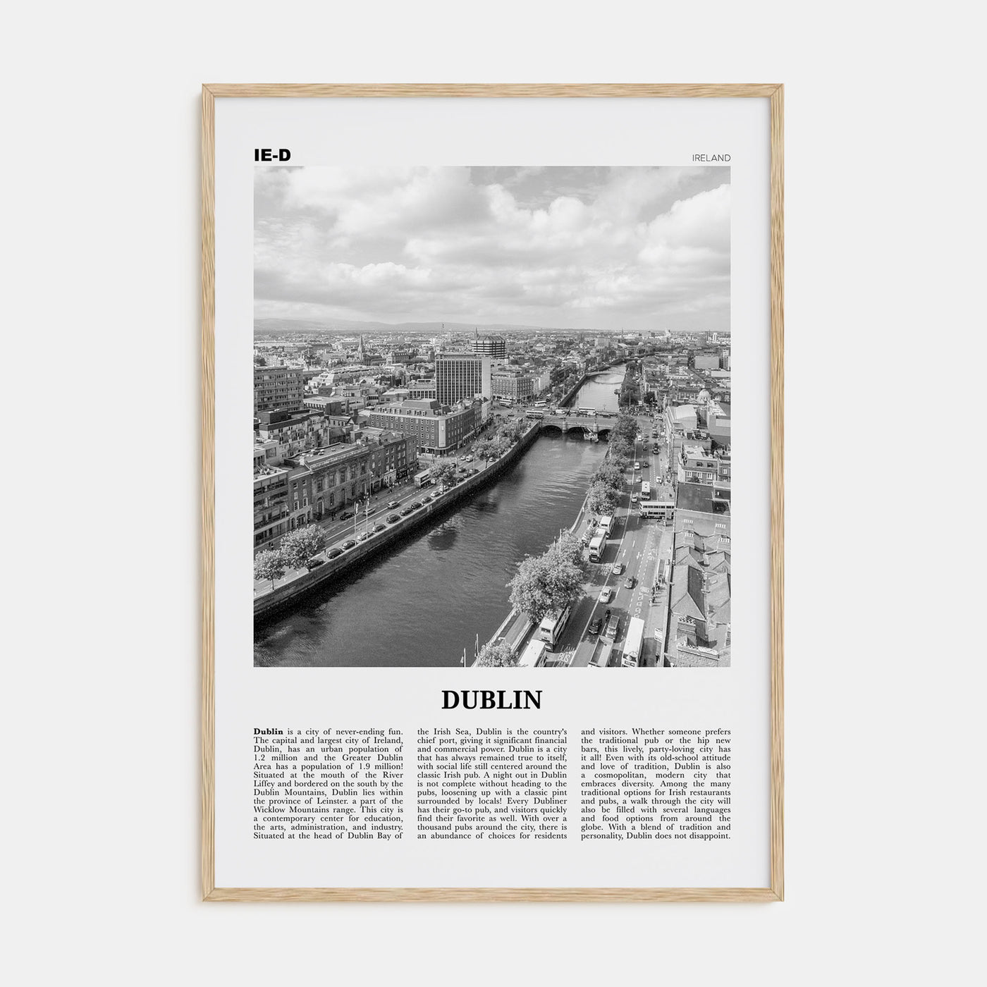 Dublin Travel B&W No 2 Poster