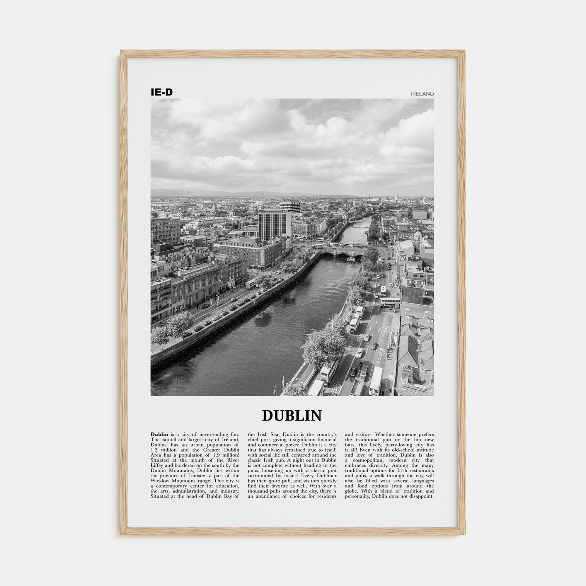 Dublin Travel B&W No 2 Poster