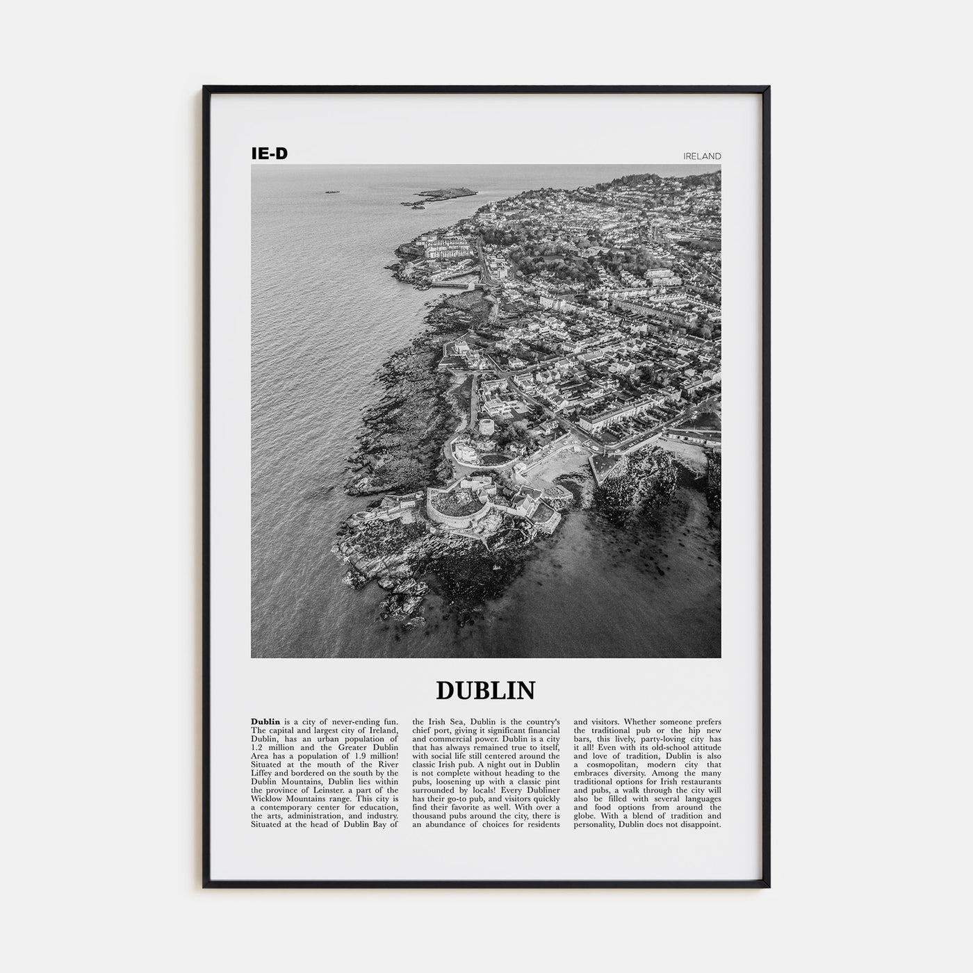 Dublin Travel B&W No 3 Poster