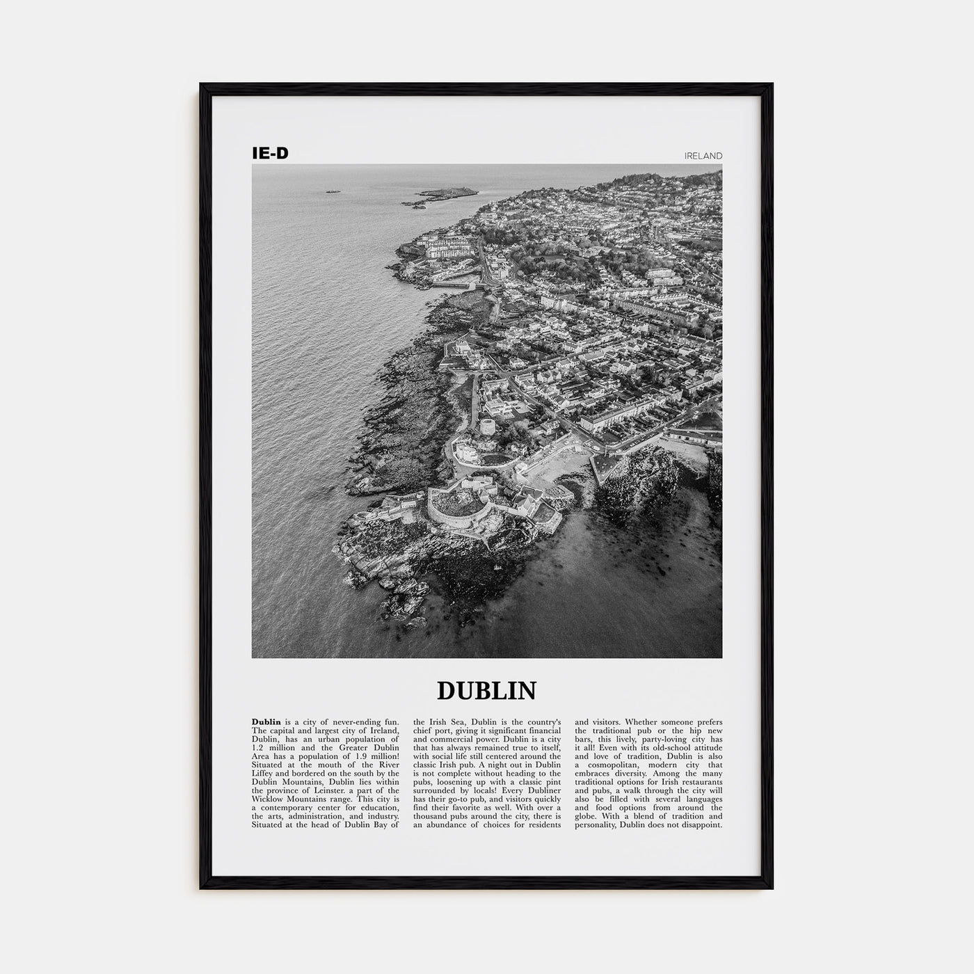 Dublin Travel B&W No 3 Poster