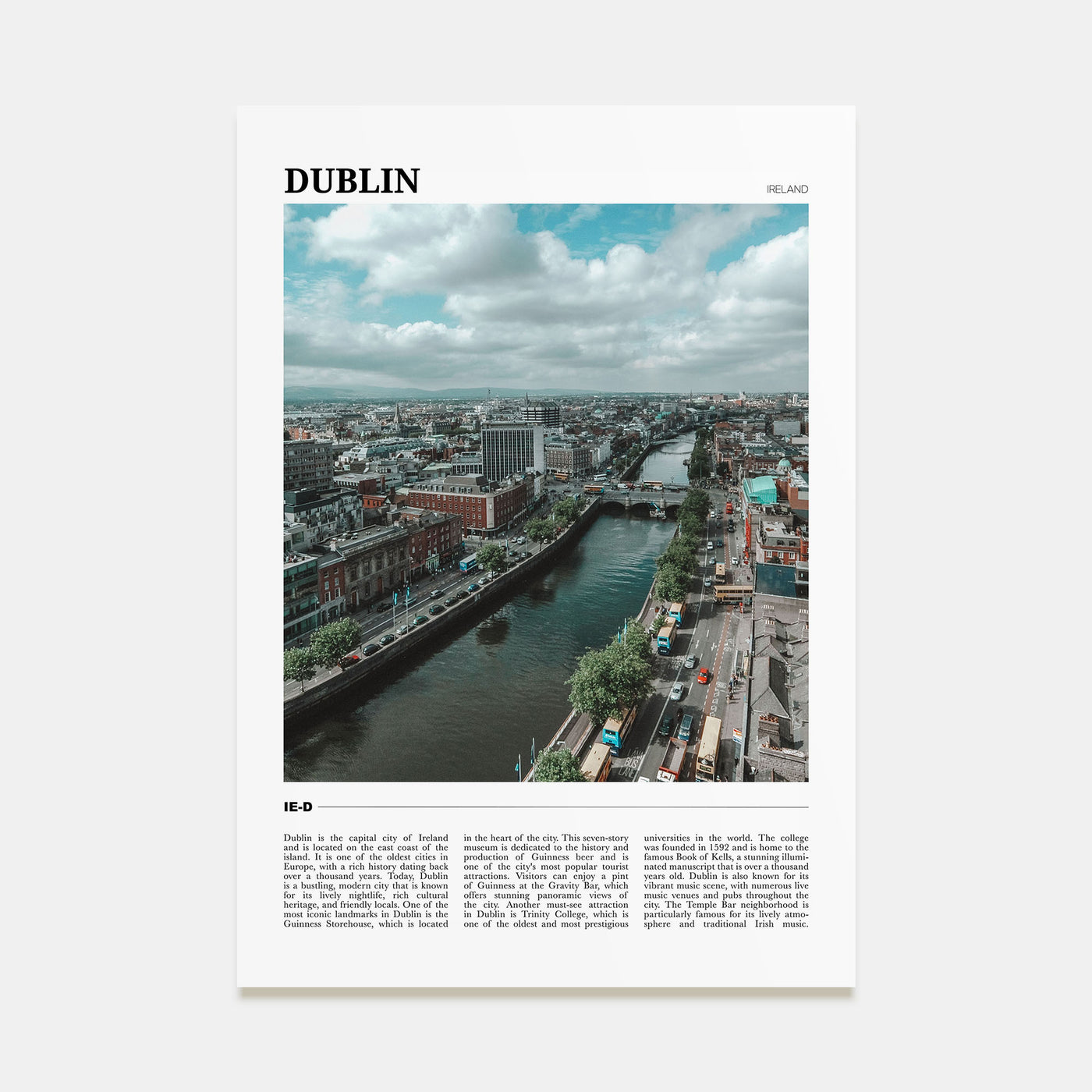 Dublin Travel Color Poster