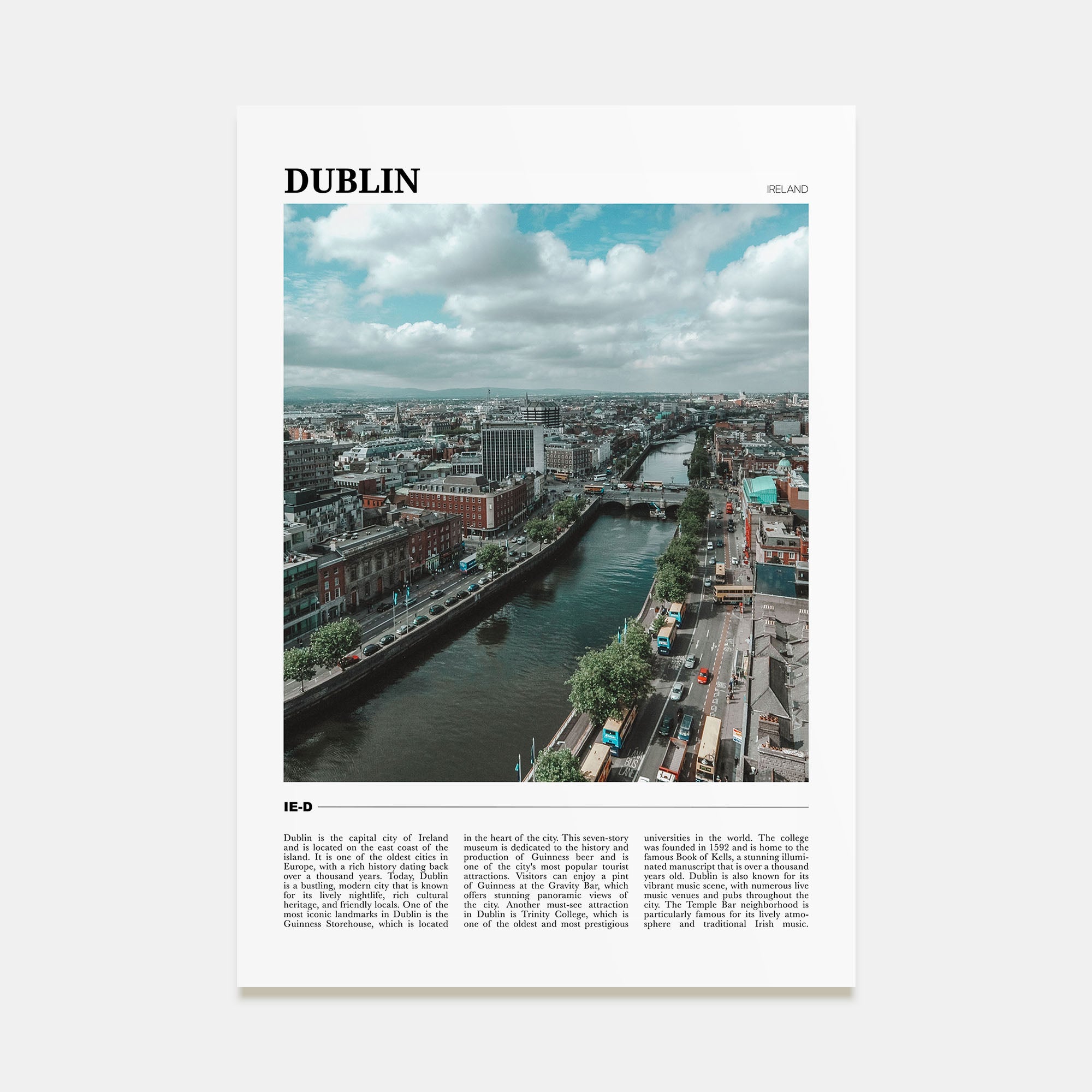 Dublin Travel Color Poster
