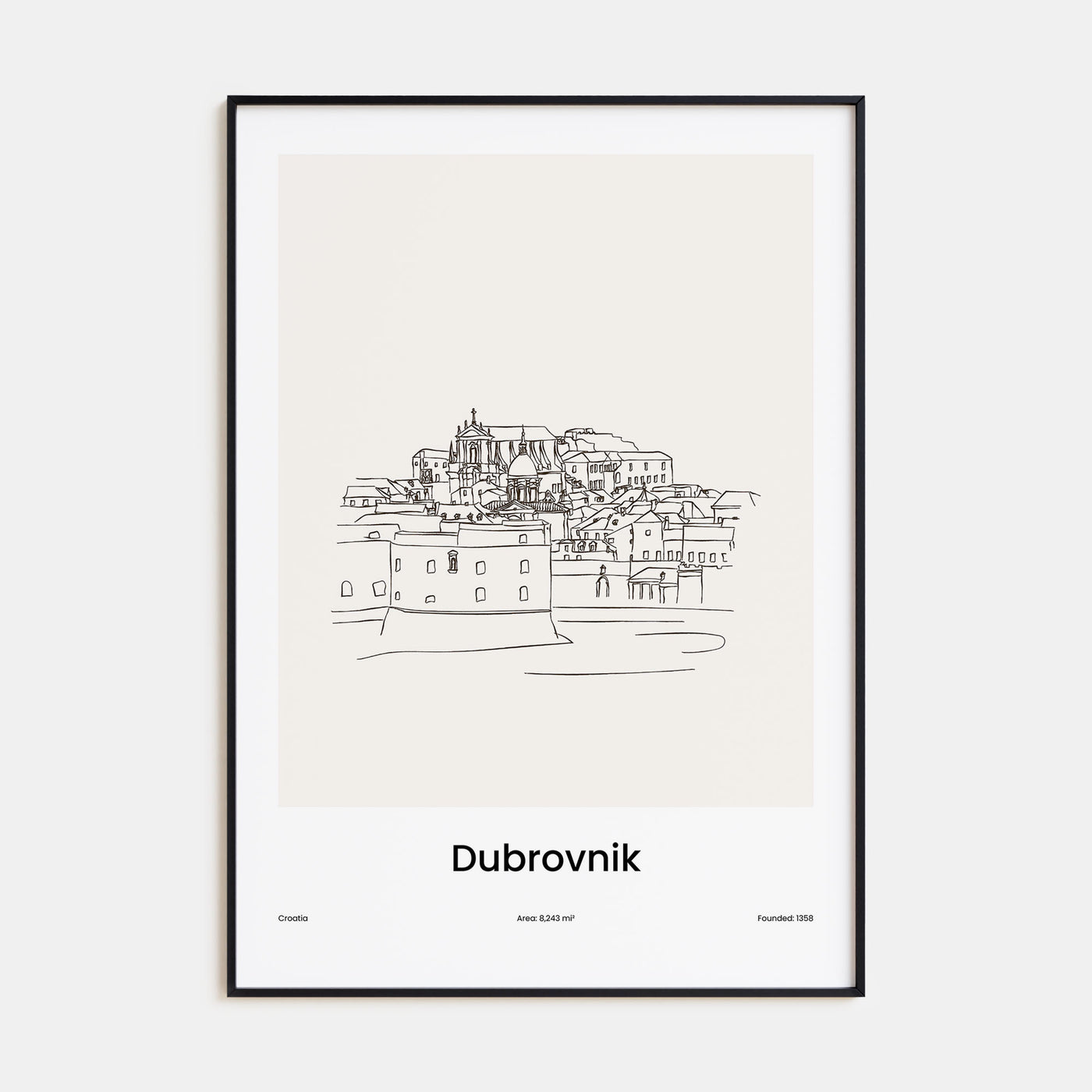 Dubrovnik Drawn Poster