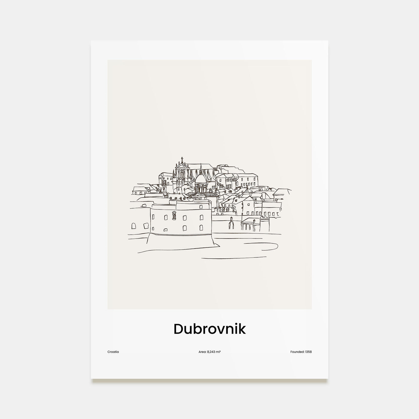 Dubrovnik Drawn Poster