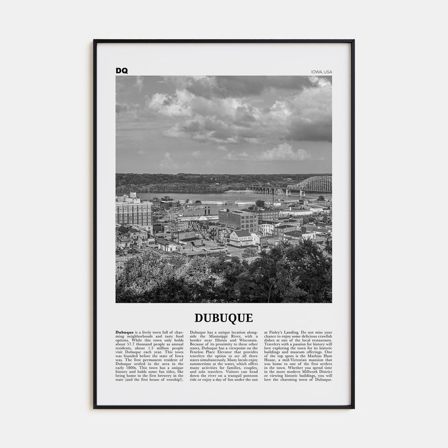 Dubuque Travel B&W Poster
