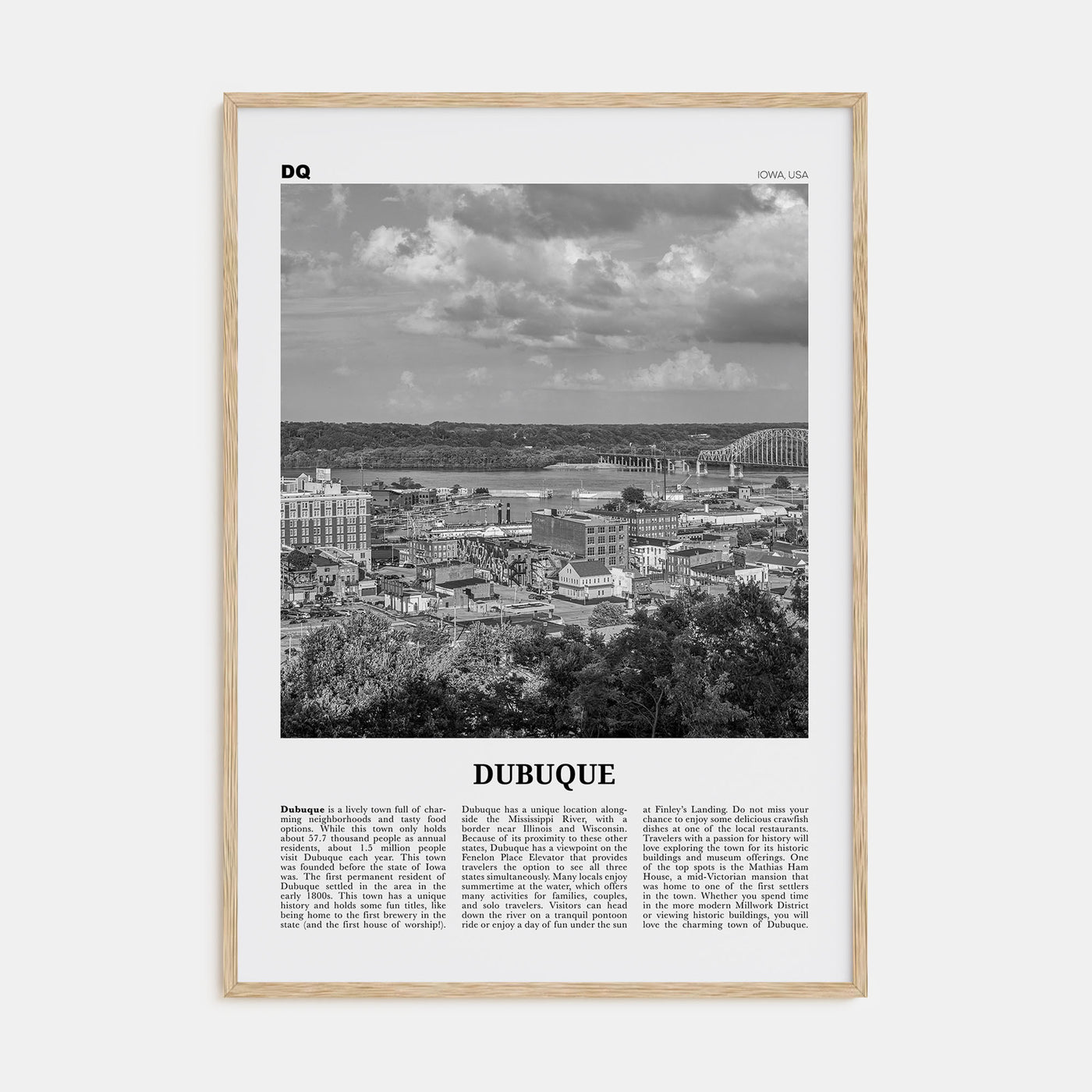 Dubuque Travel B&W Poster