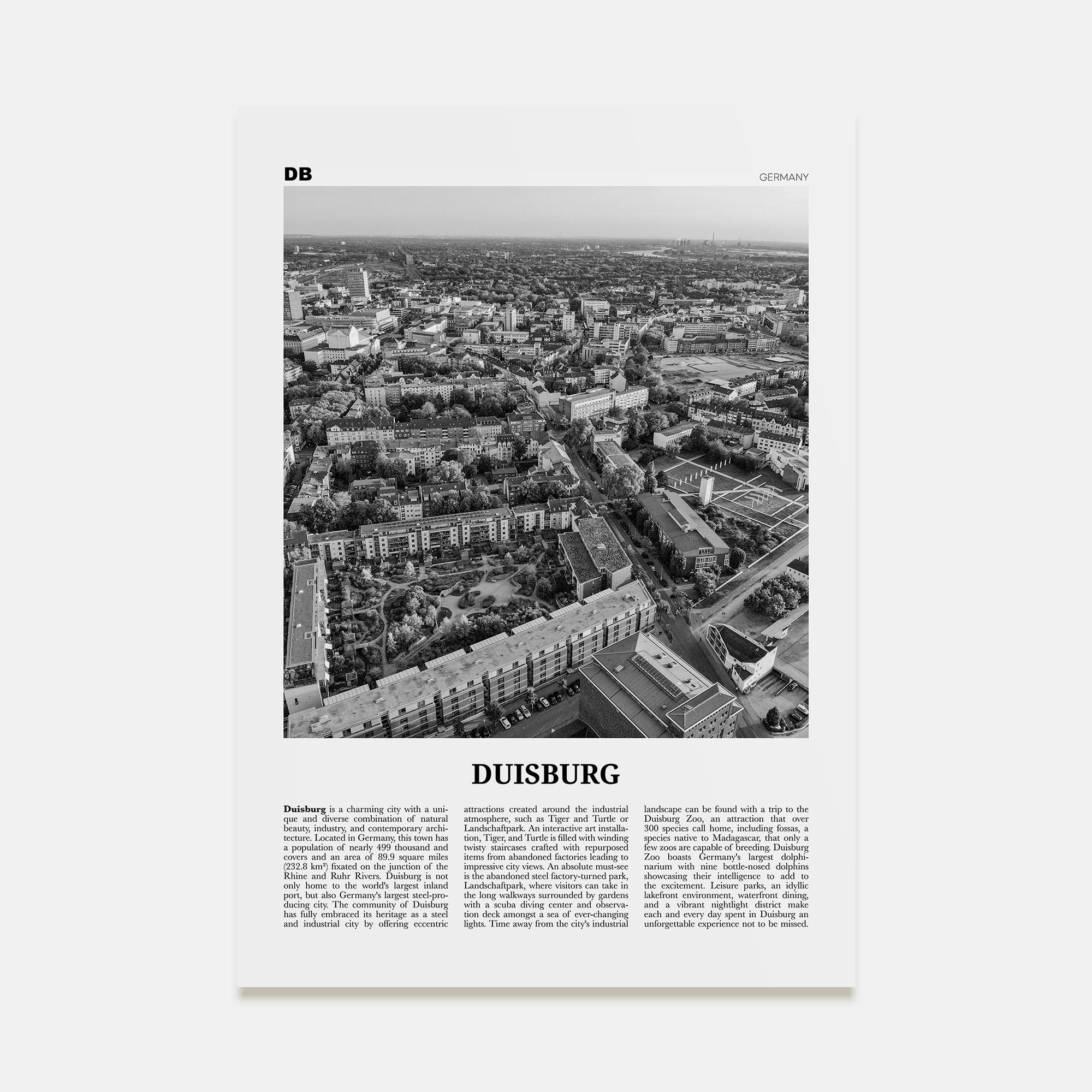 Duisburg Travel B&W Poster