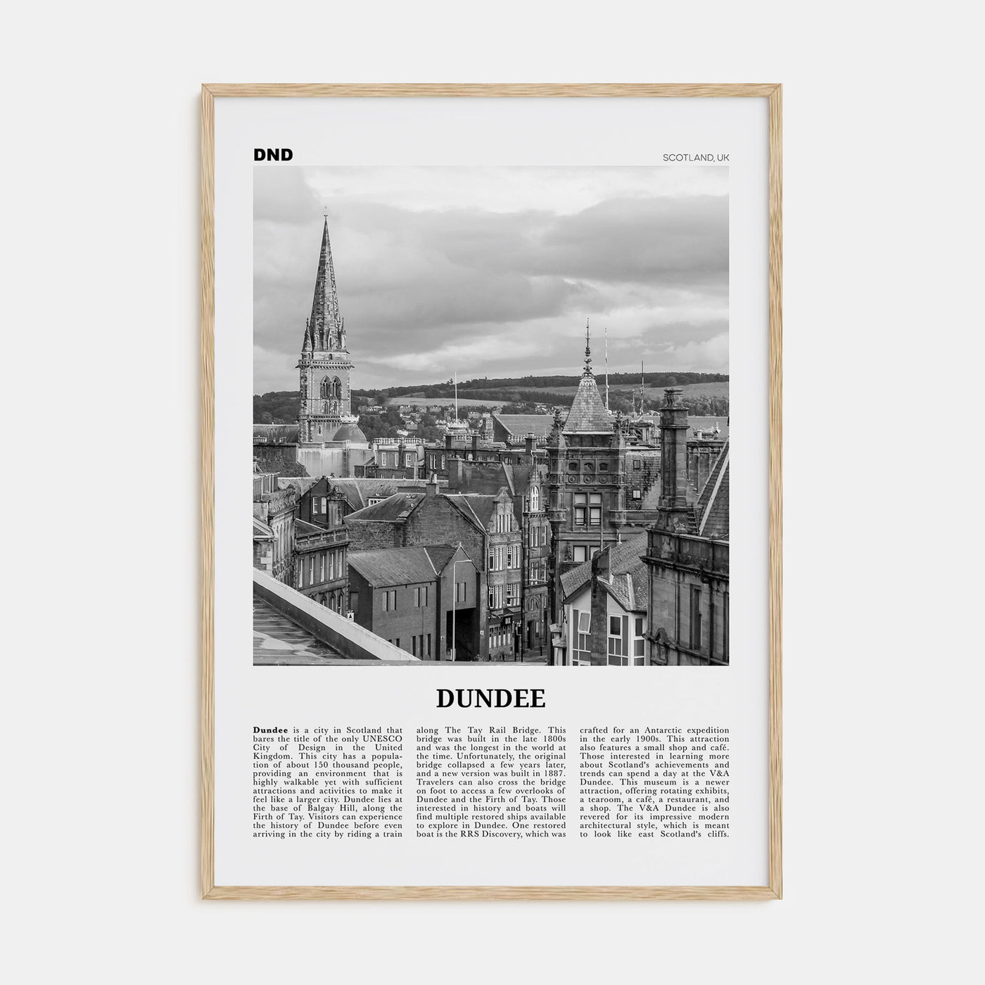 Dundee Travel B&W Poster
