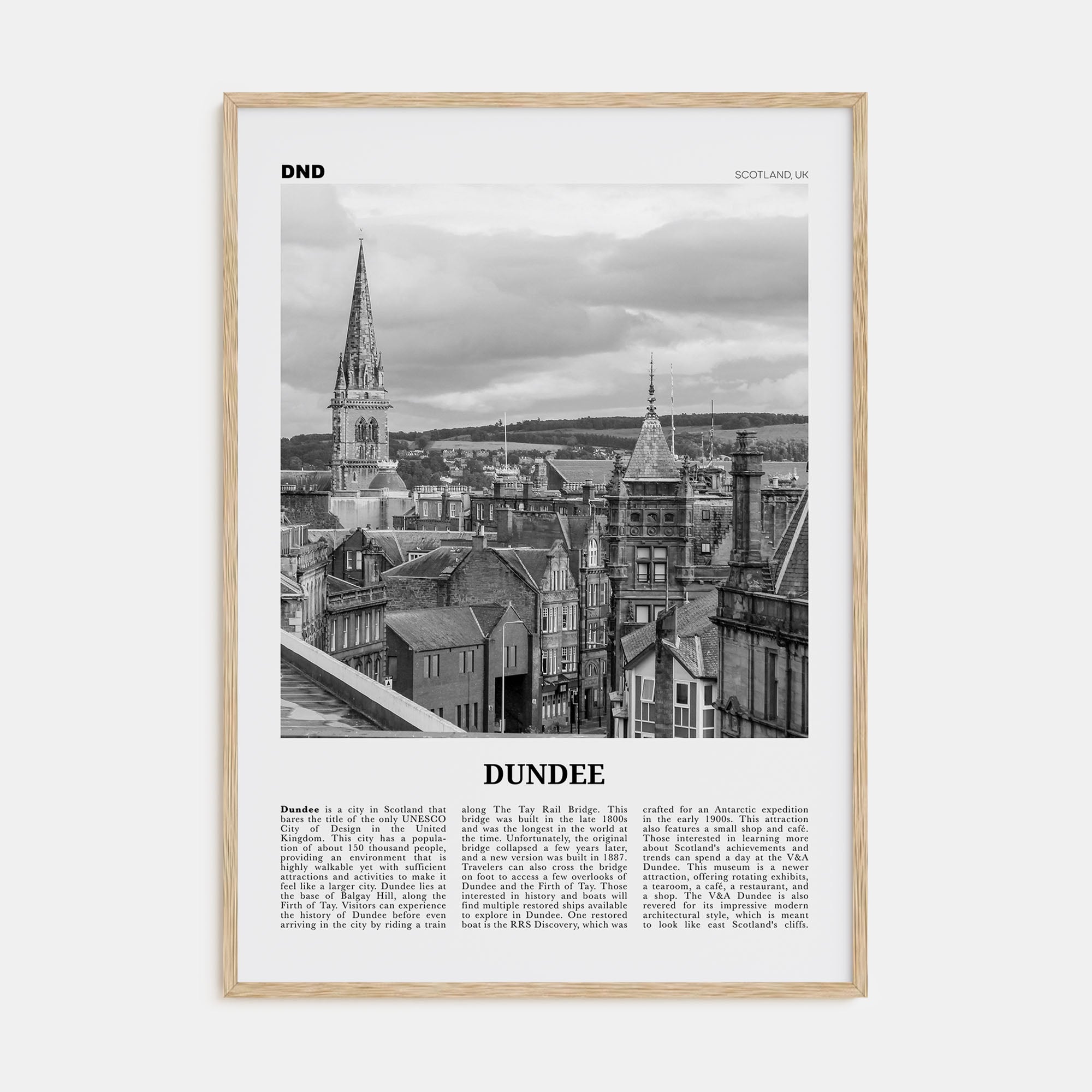 Dundee Travel B&W Poster