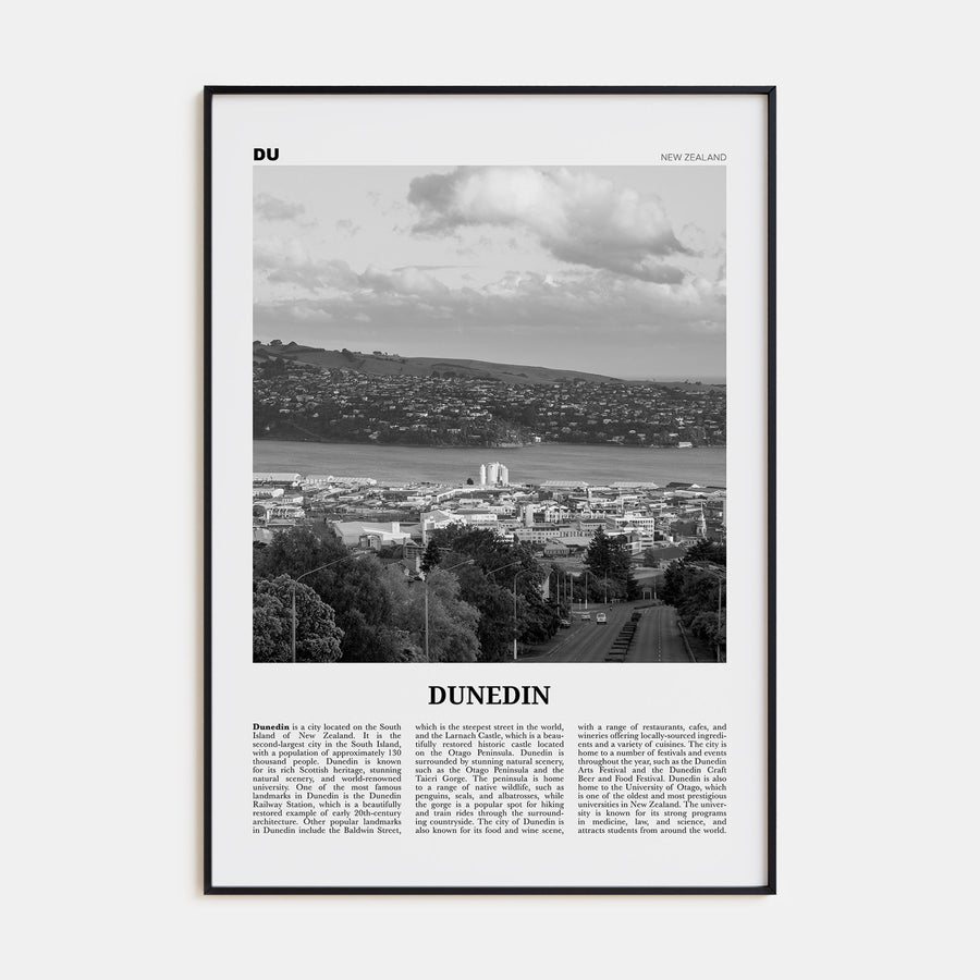 Dunedin Travel B&W Poster