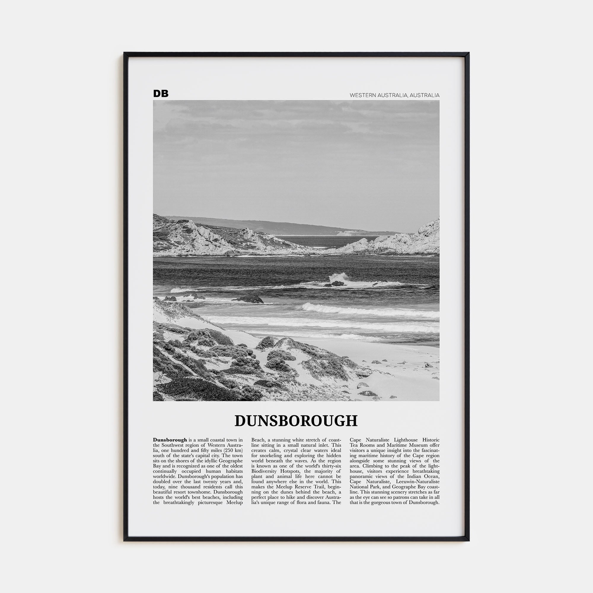 Dunsborough Travel B&W Poster