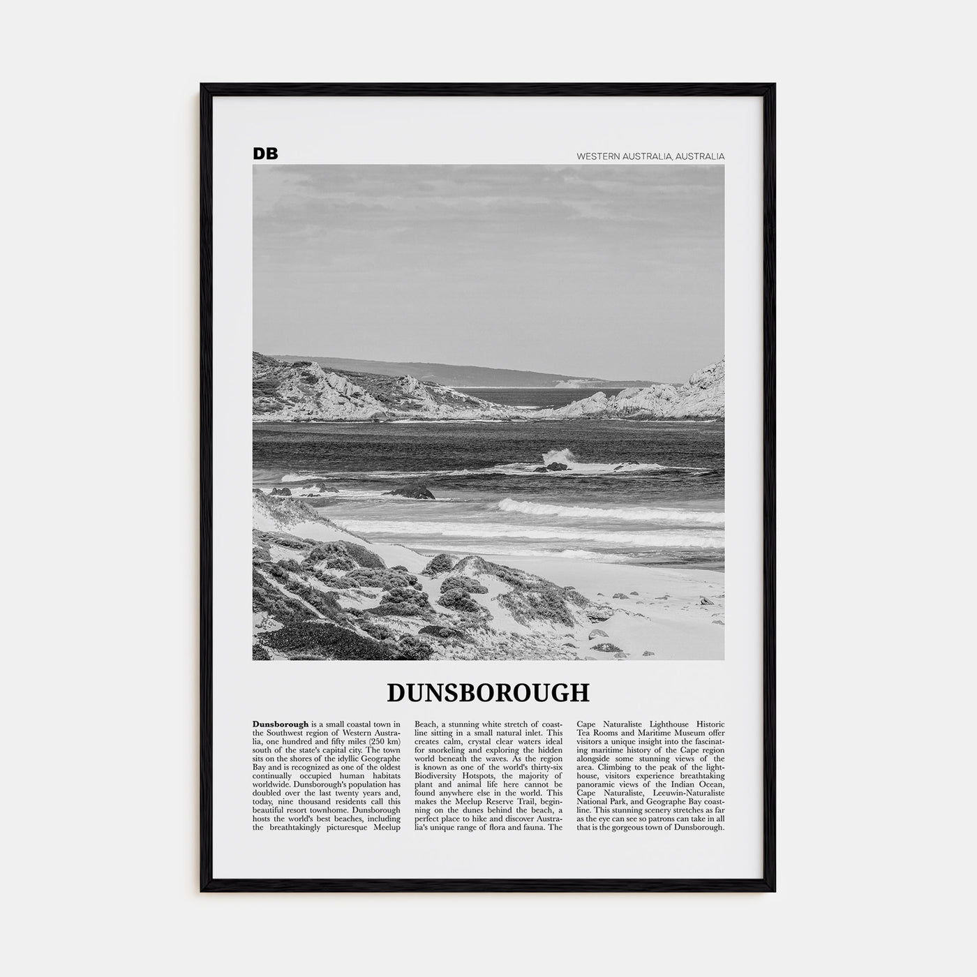 Dunsborough Travel B&W Poster