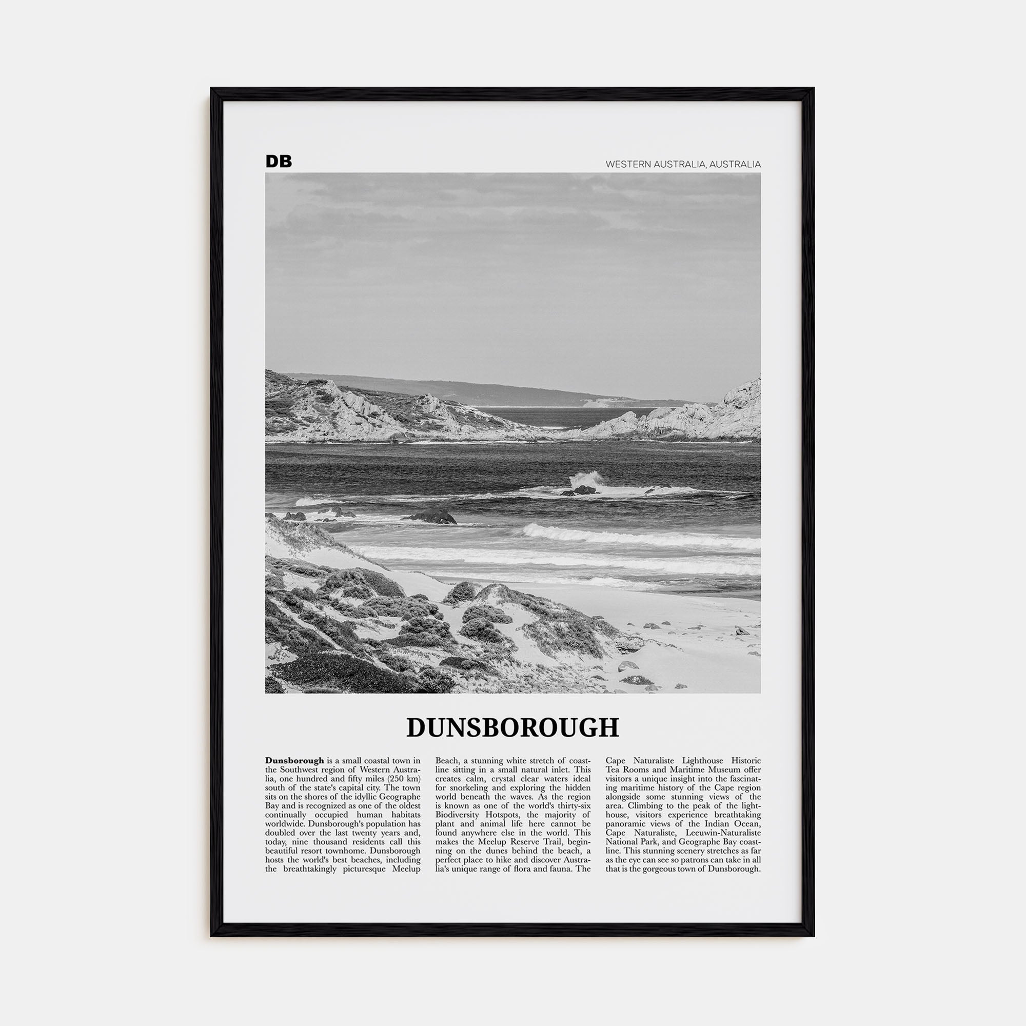 Dunsborough Travel B&W Poster