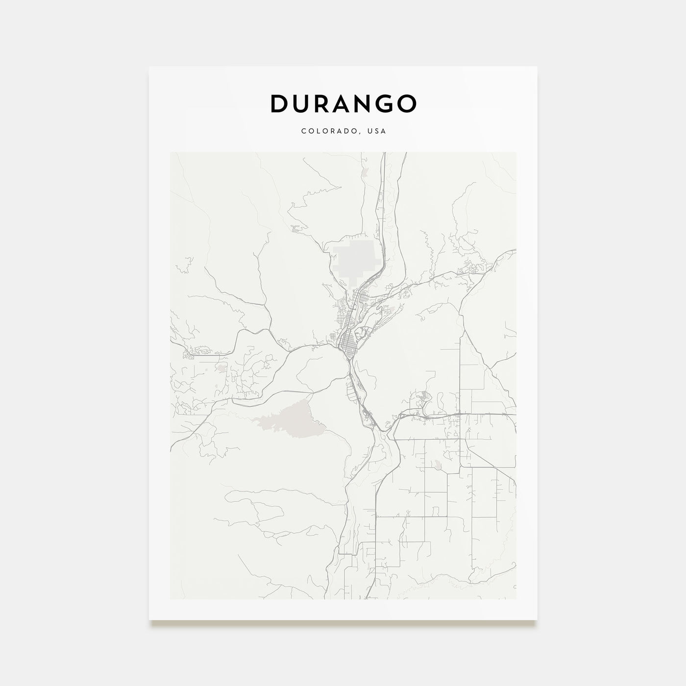Durango, Colorado Map Portrait Poster