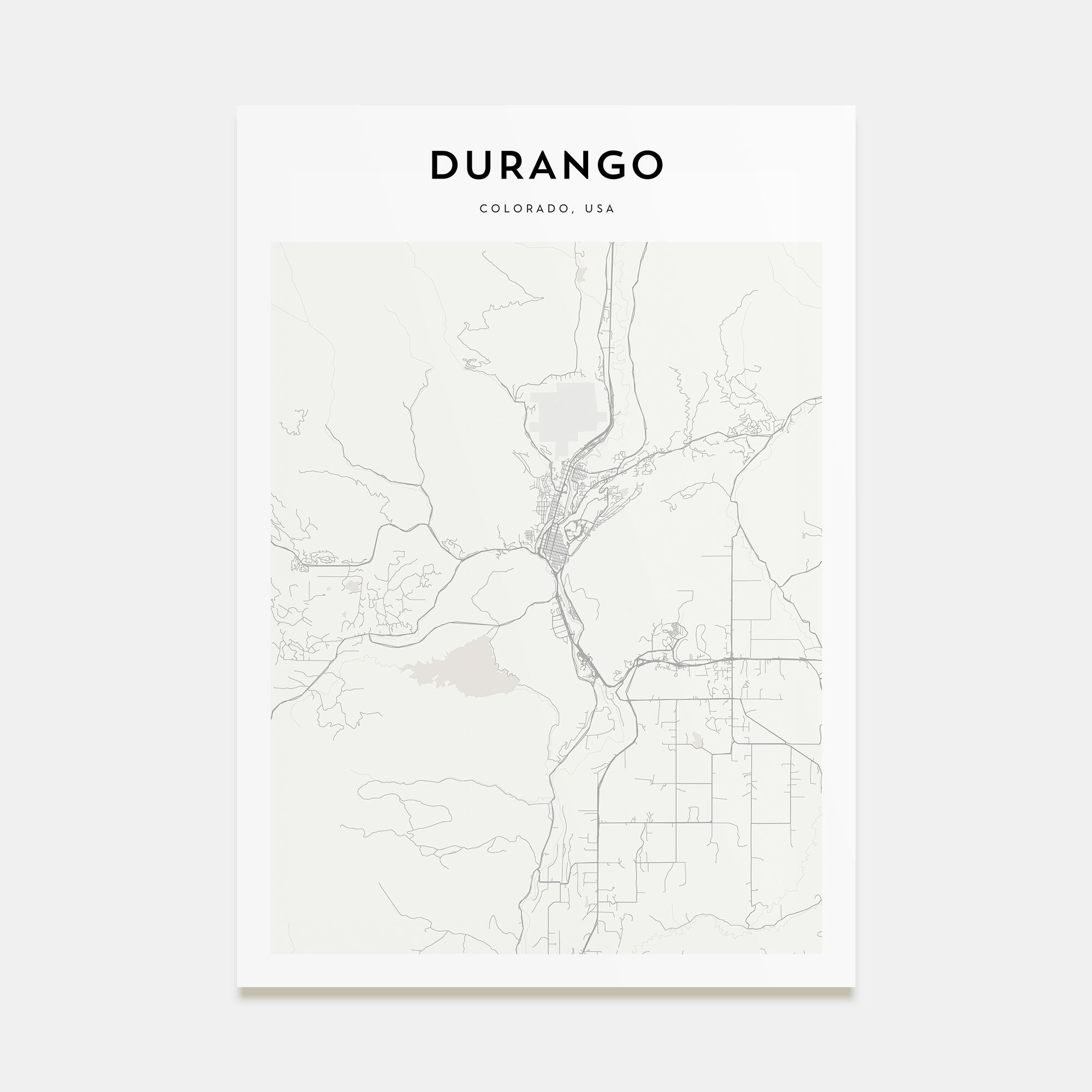 Durango, Colorado Map Portrait Poster