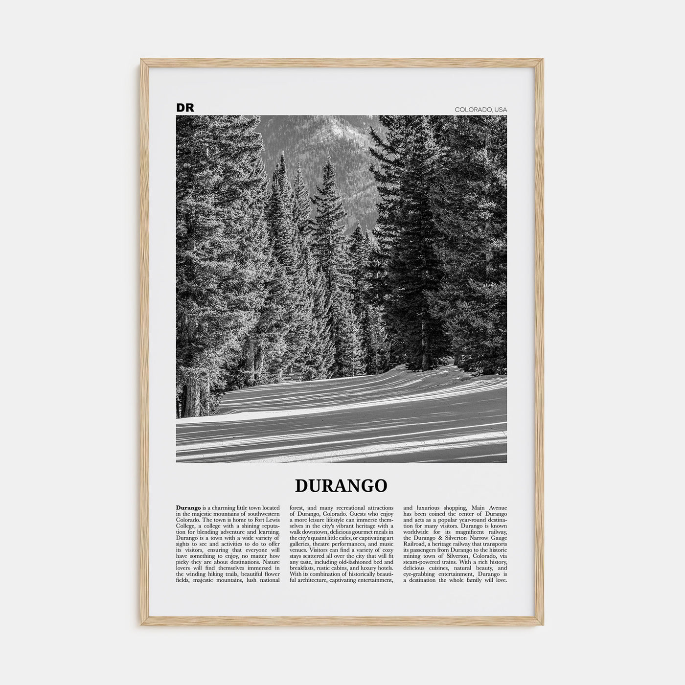 Durango, Colorado Travel B&W Poster