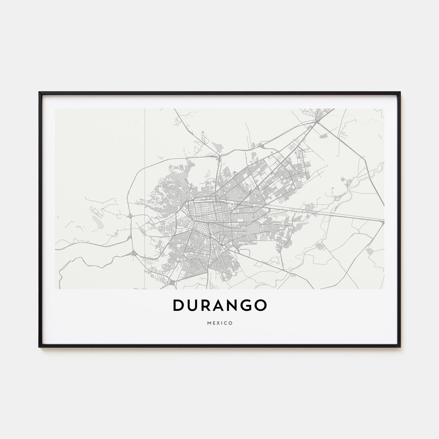 Durango, Mexico Map Landscape Poster