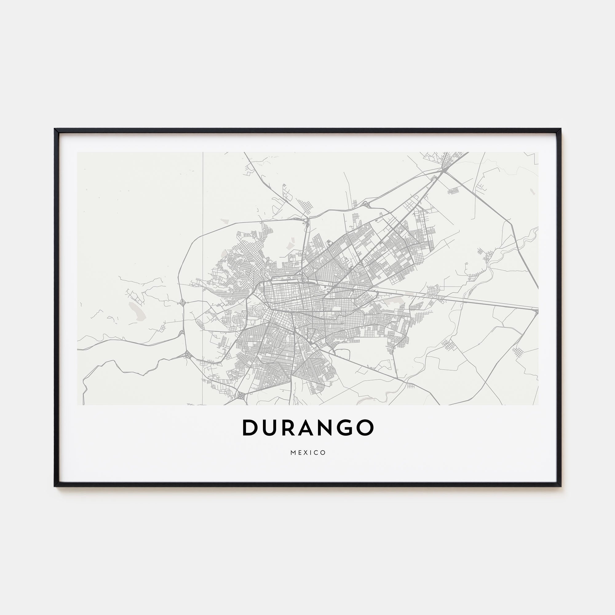 Durango, Mexico Map Landscape Poster