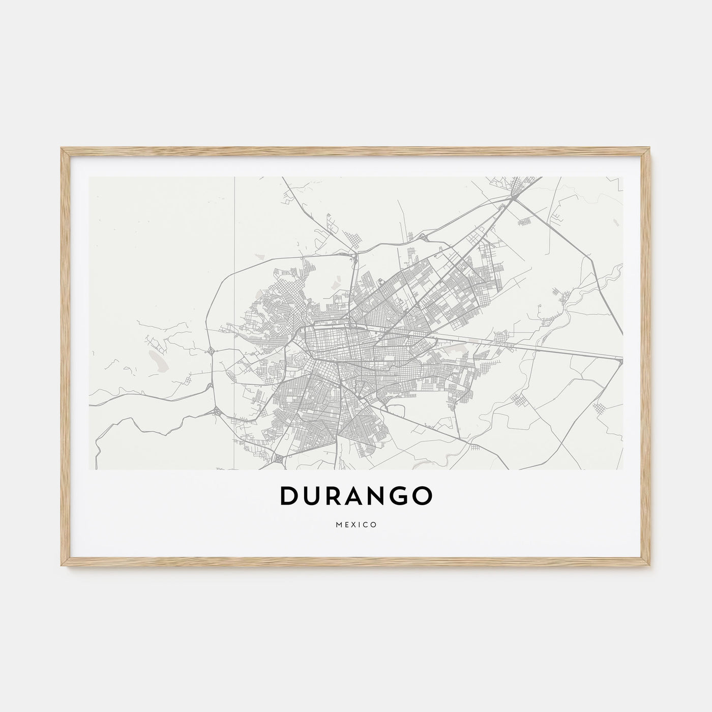 Durango, Mexico Map Landscape Poster