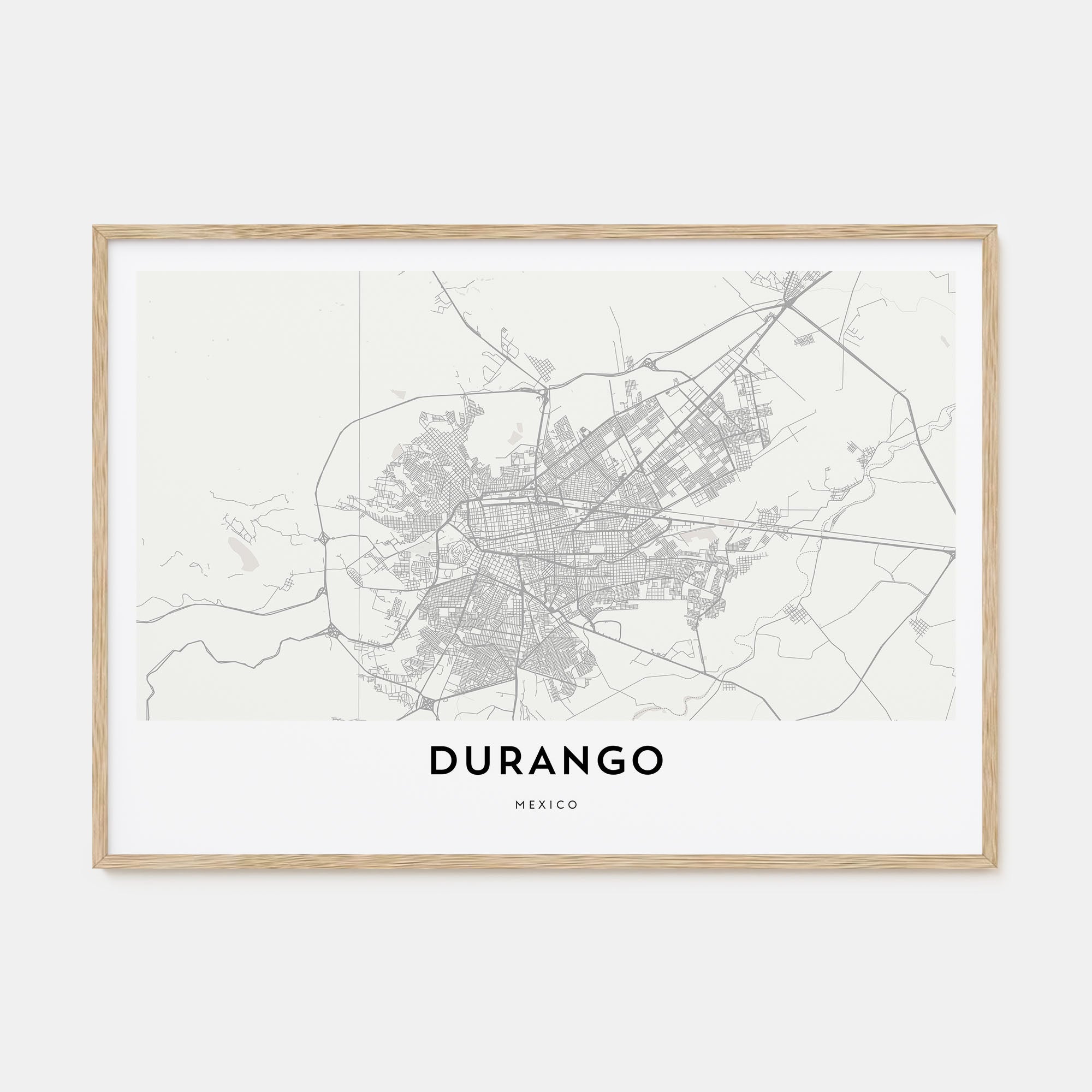Durango, Mexico Map Landscape Poster