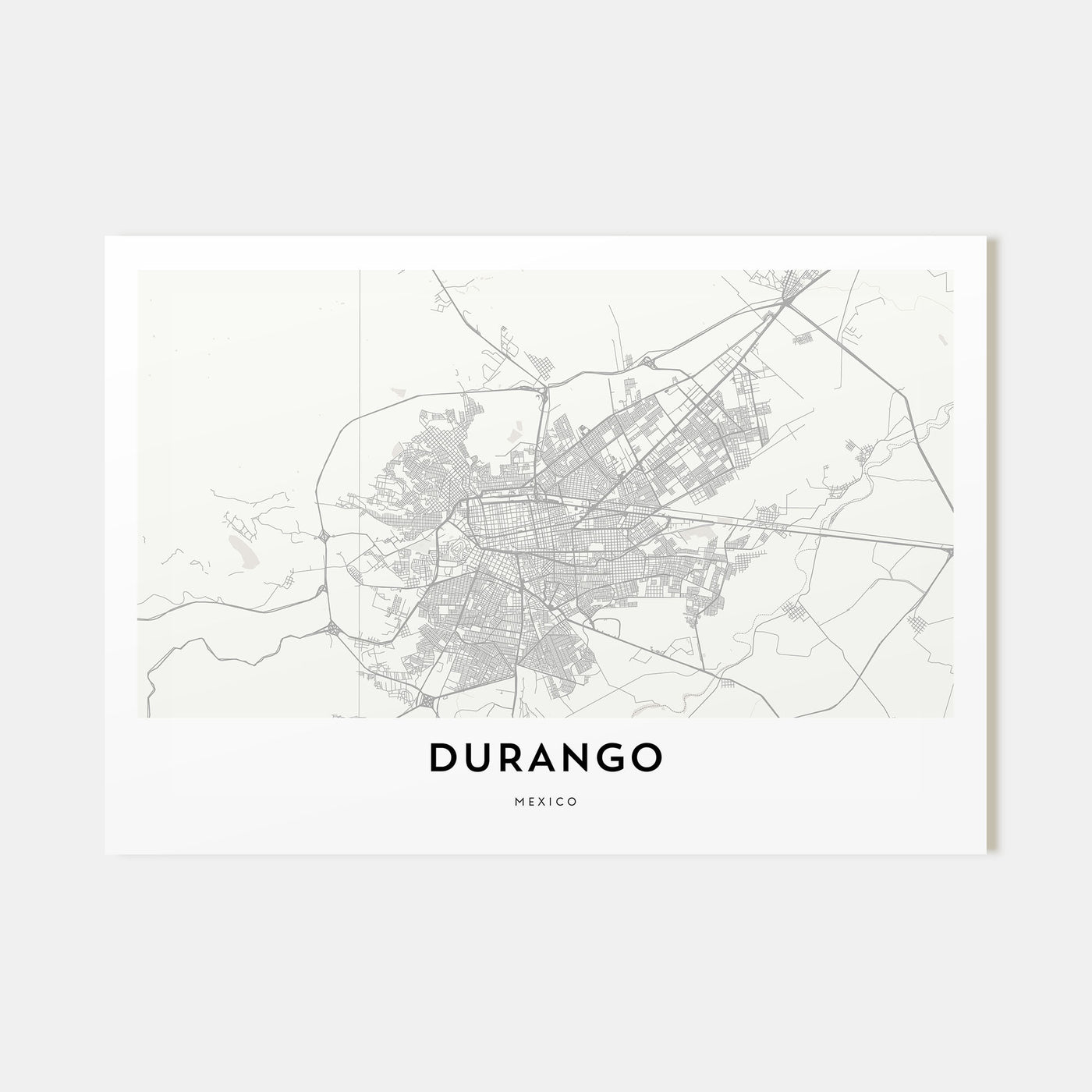 Durango, Mexico Map Landscape Poster