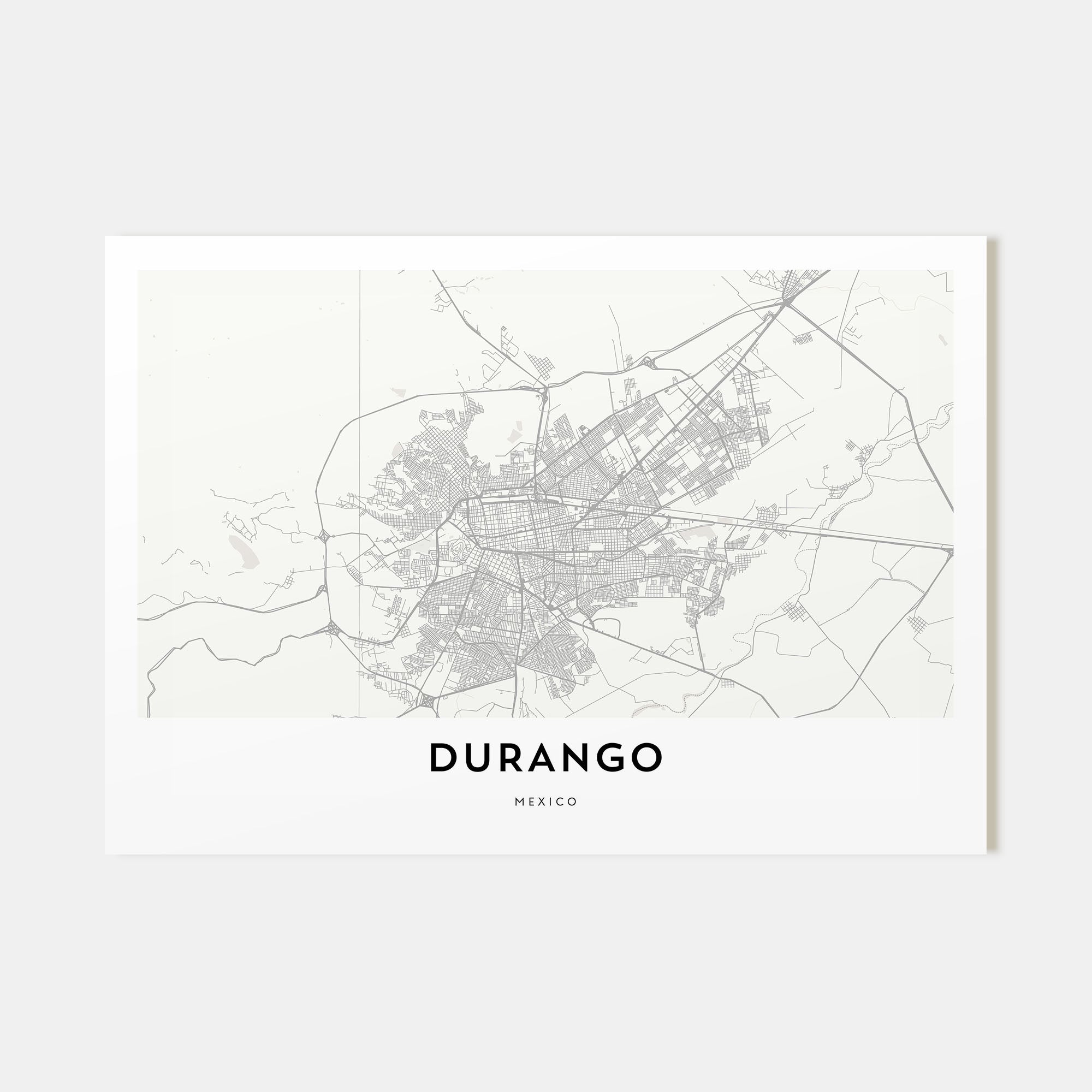 Durango, Mexico Map Landscape Poster