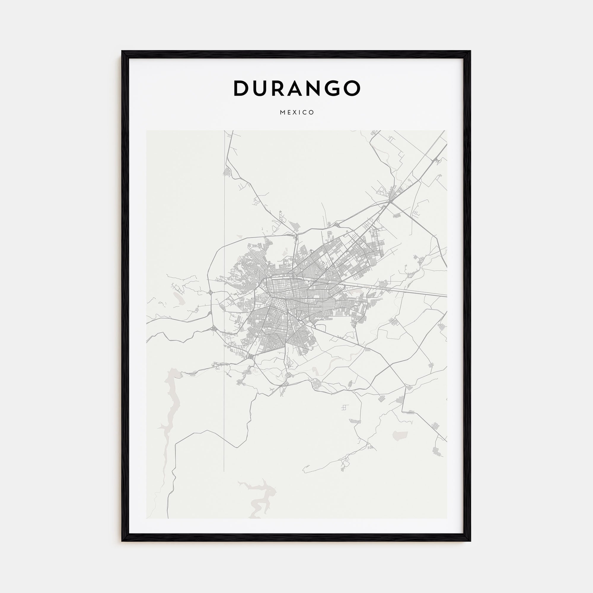 Durango, Mexico Map Portrait Poster